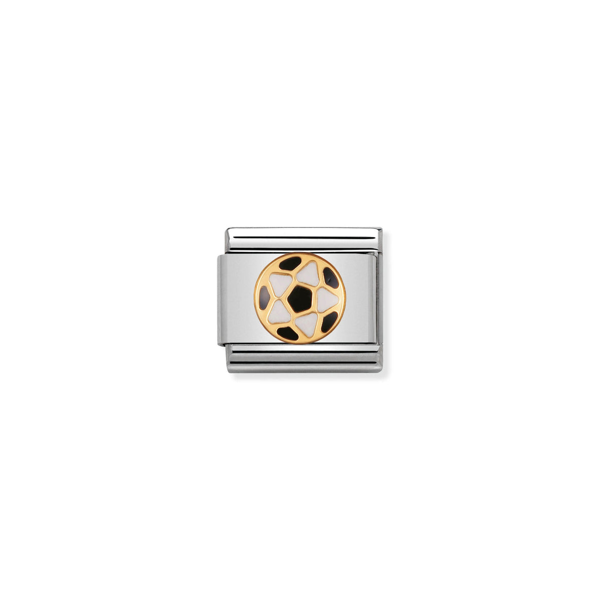 NOMINATION Composable Classic Link 030204/17 Black and White Ball in 18ct Gold & Enamel