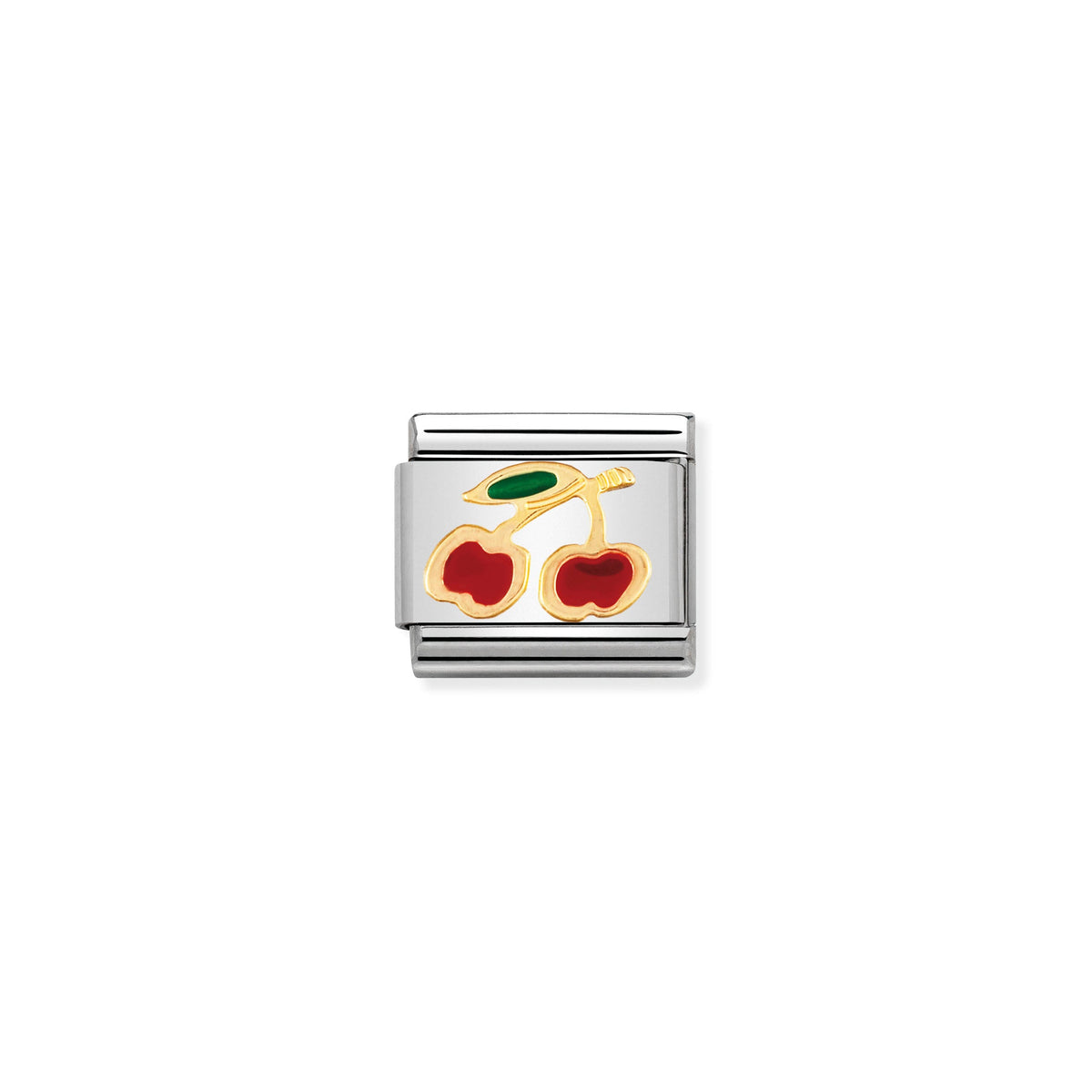 NOMINATION Composable Classic Link 030215/05 Cherries in 18ct Gold and Enamel