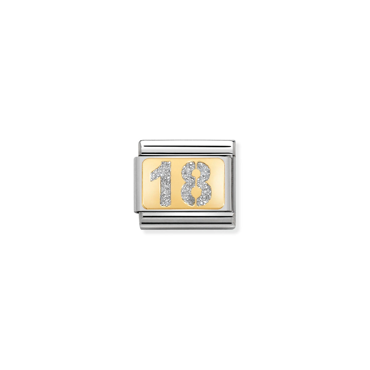 NOMINATION Composable Classic Link 030224/01 Number 18 with Glitter in 18ct Gold