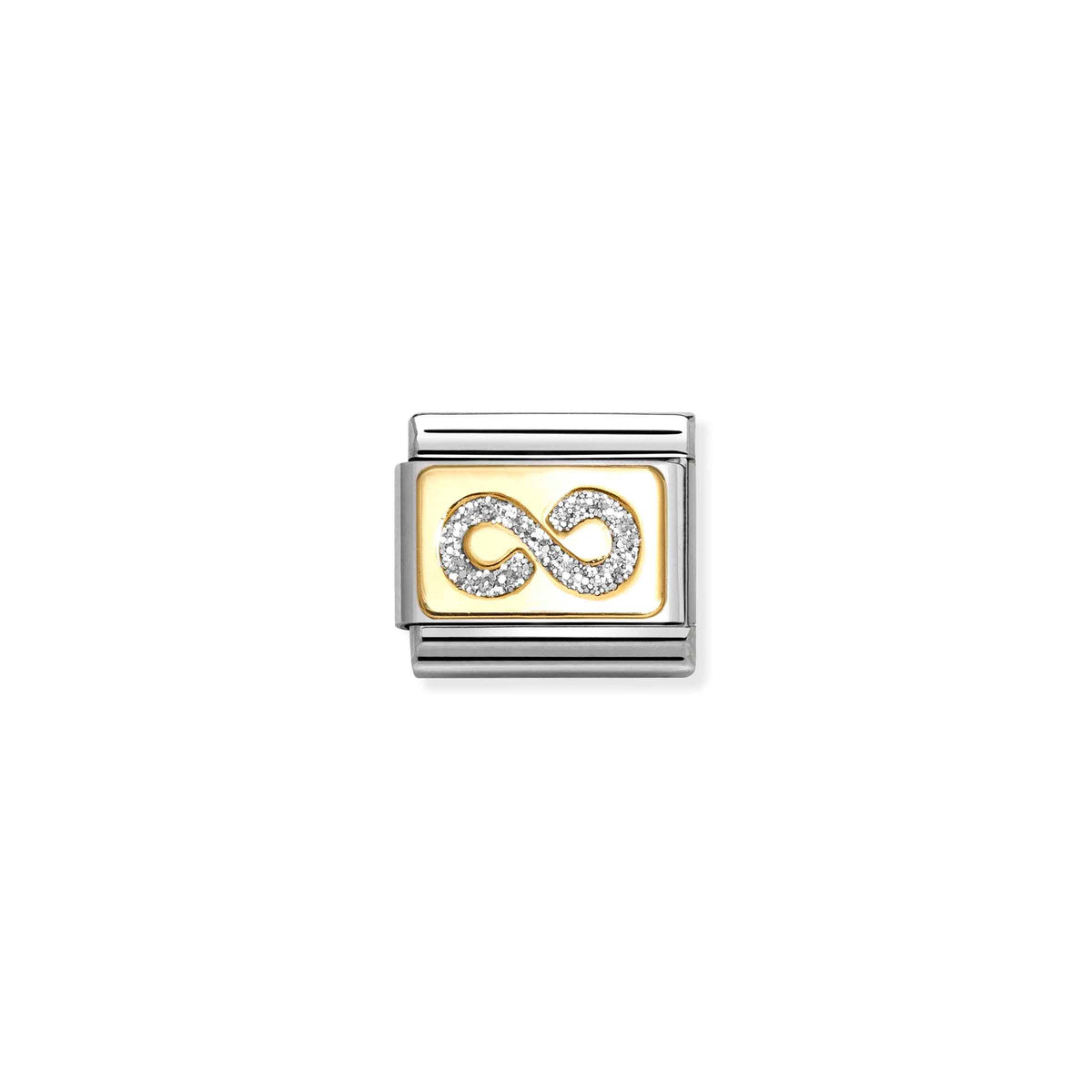 NOMINATION Composable Classic Link 030224/06 Infinity in 18ct Gold & Silver Glitter Enamel
