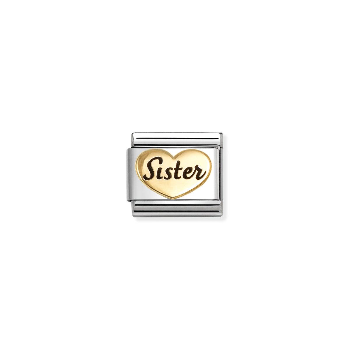 NOMINATION Composable Classic Link 030285/78 Sister Heart in 18ct Gold & Enamel