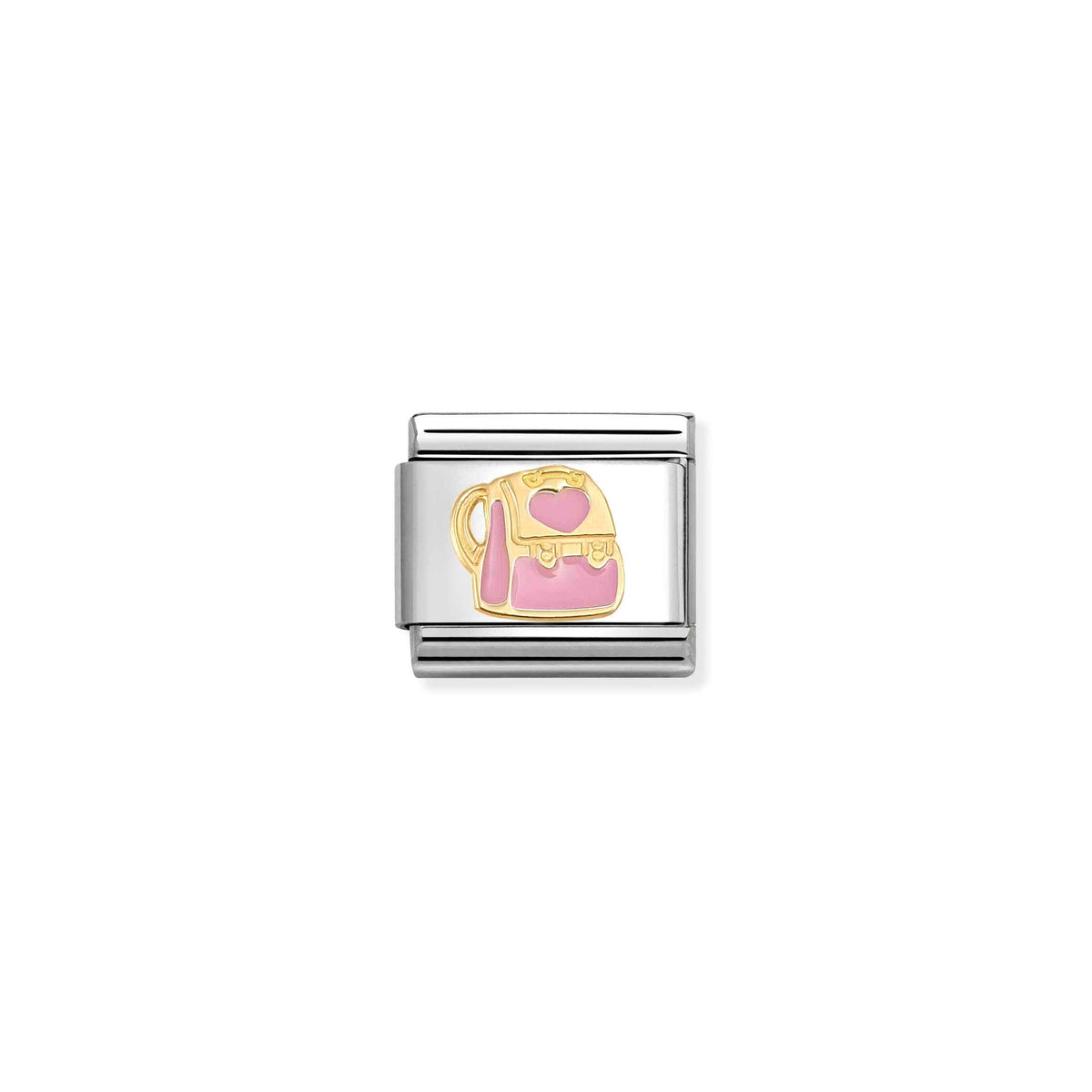 NOMINATION Composable Classic Link 030285/87 Backpack in 18ct Gold & Pink Enamel