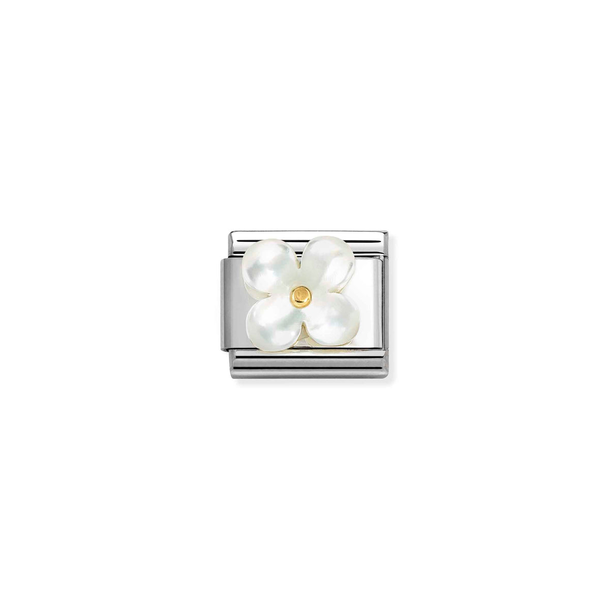 NOMINATION Composable Classic Link 030521/02 White Mother of Pearl Flower in 18ct Gold