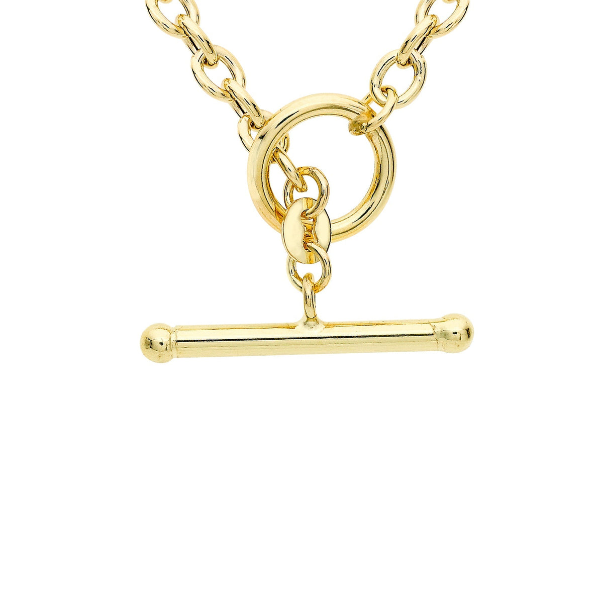 Glow 9ct Gold Oval Belcher T-Bar Necklace 45cm