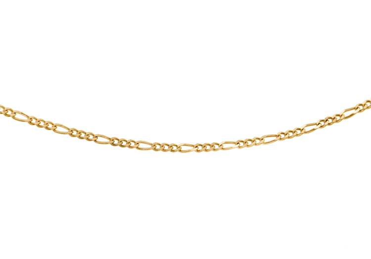 9ct Yellow Gold 30 Diamond Cut Figaro 3+1 Necklace 50cm