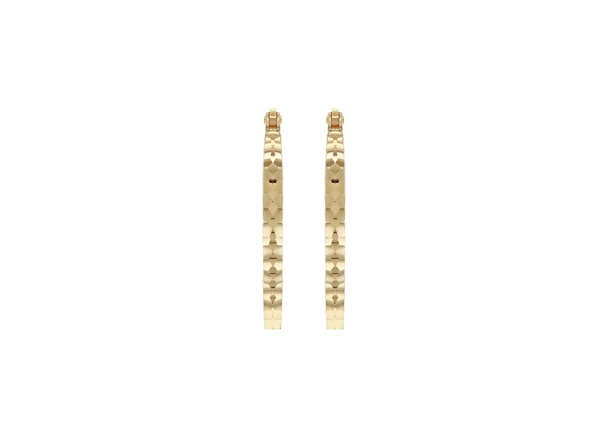 9ct Yellow Gold Hollow Diamond-Cut Med Oval Hoop Earrings