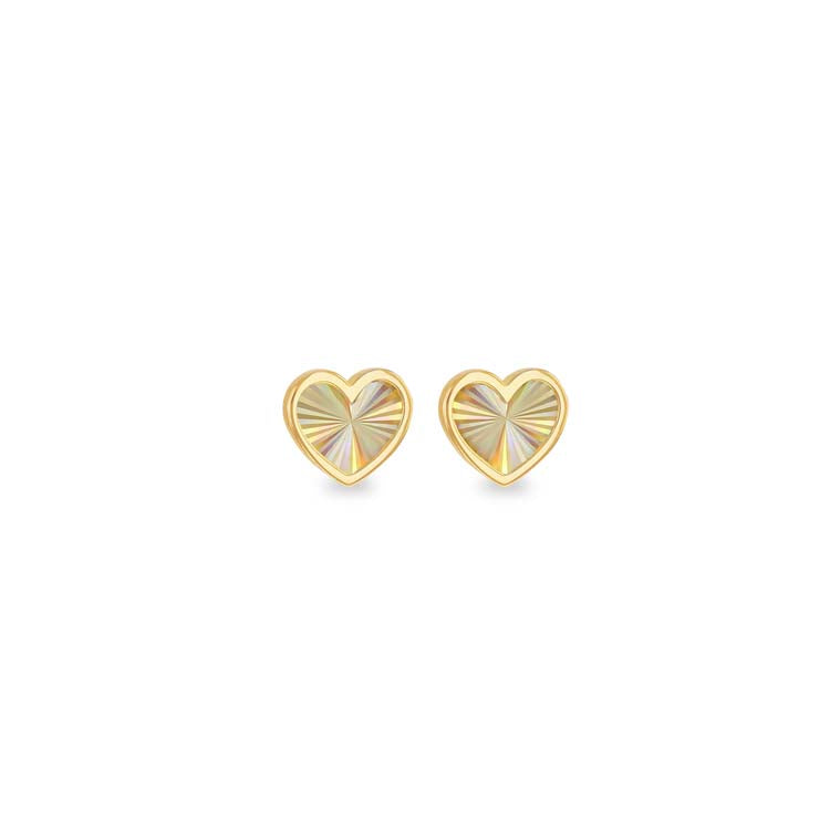9ct Yellow Gold Rainbow Heart Stud Earrings