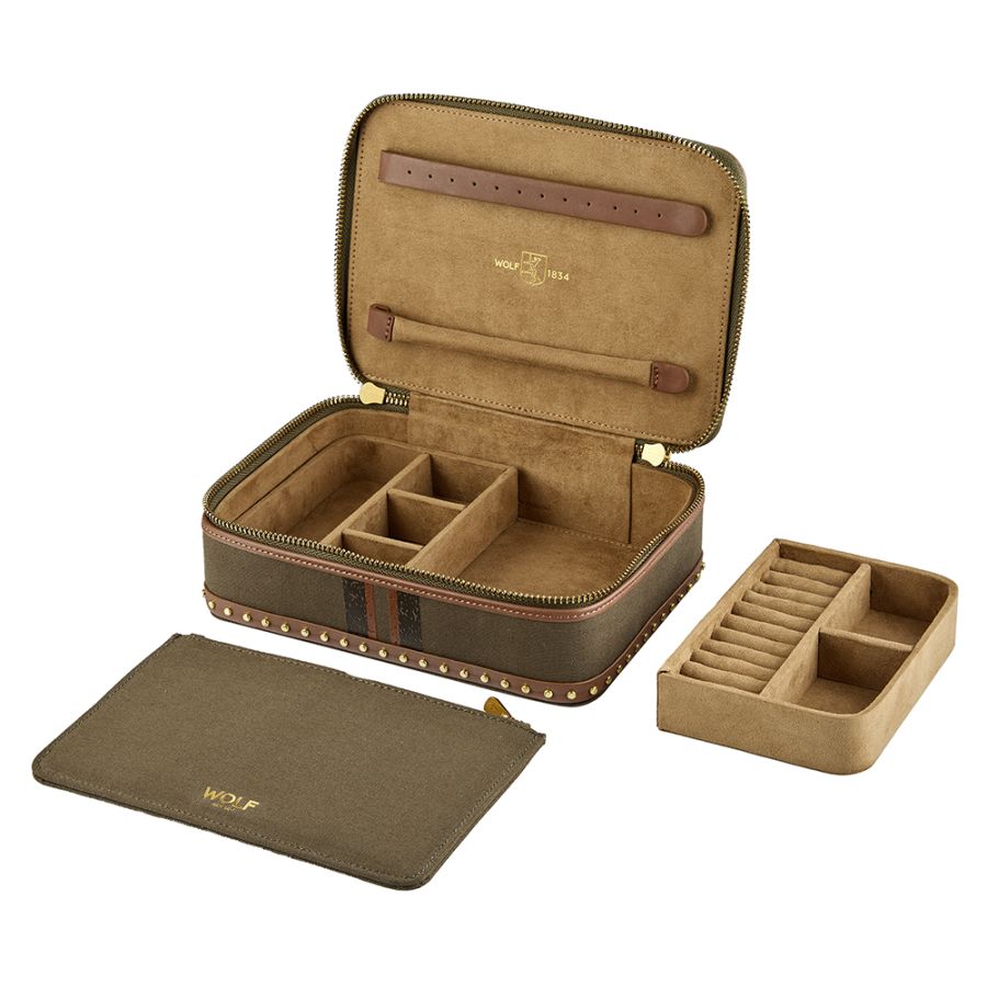 Wolf Ida Travel Zip Jewellery Case Khaki
