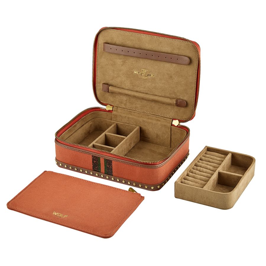Wolf Ida Travel Zip Jewellery Case Orange