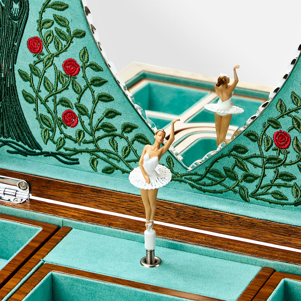 Wolf Ballet Musical Jewellery Box - Sleeping Beauty Walnut Wood