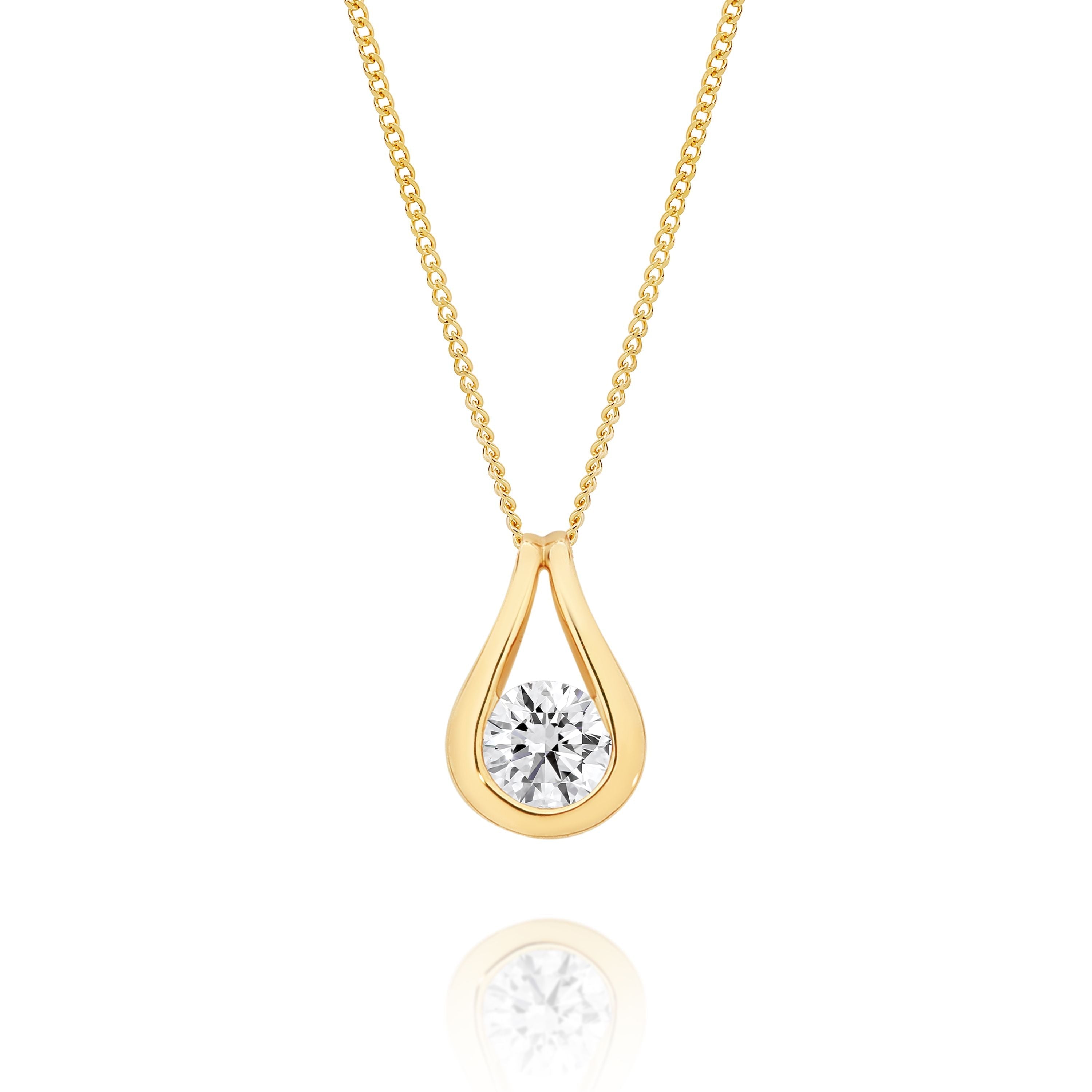 9ct Yellow Gold 0.50ct Lab Grown Diamond Droplet Pendant