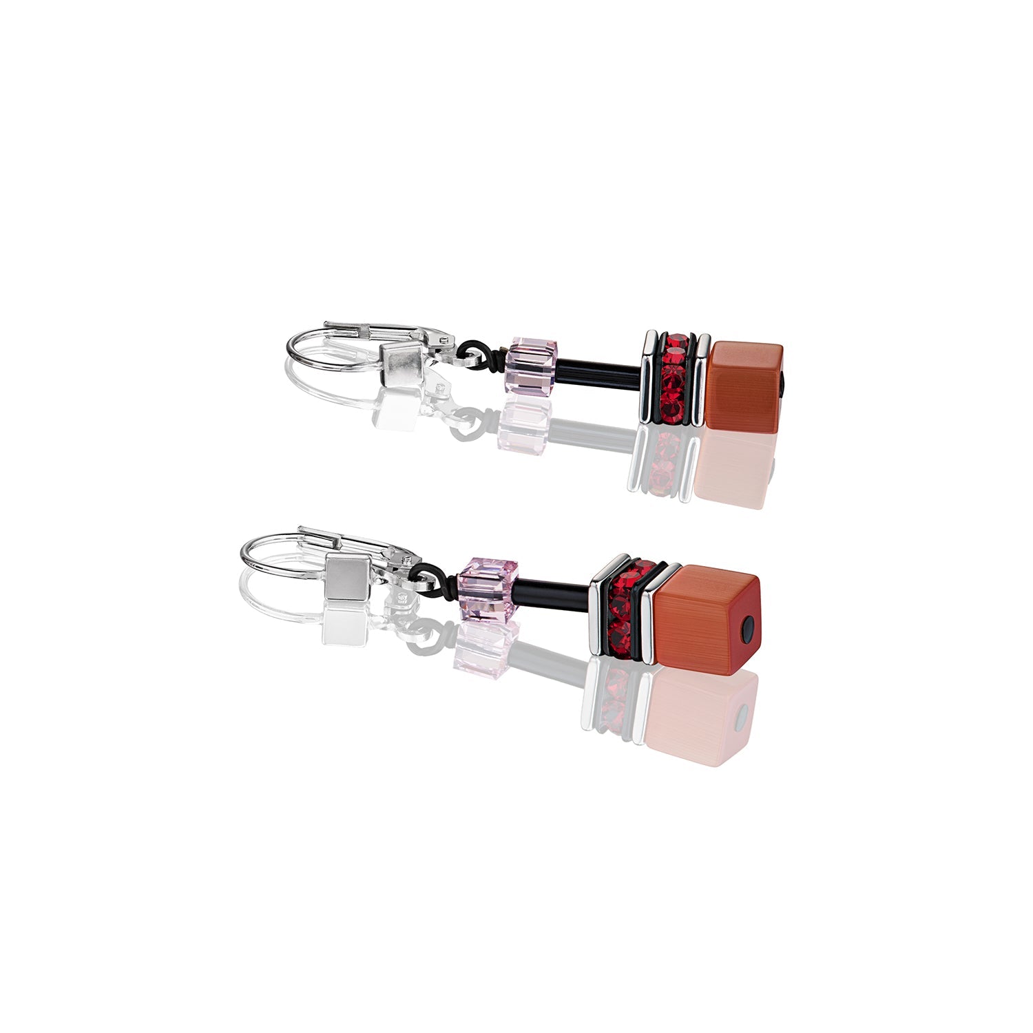 Coeur De Lion - GeoCube Red/Rose/Orange Earrings