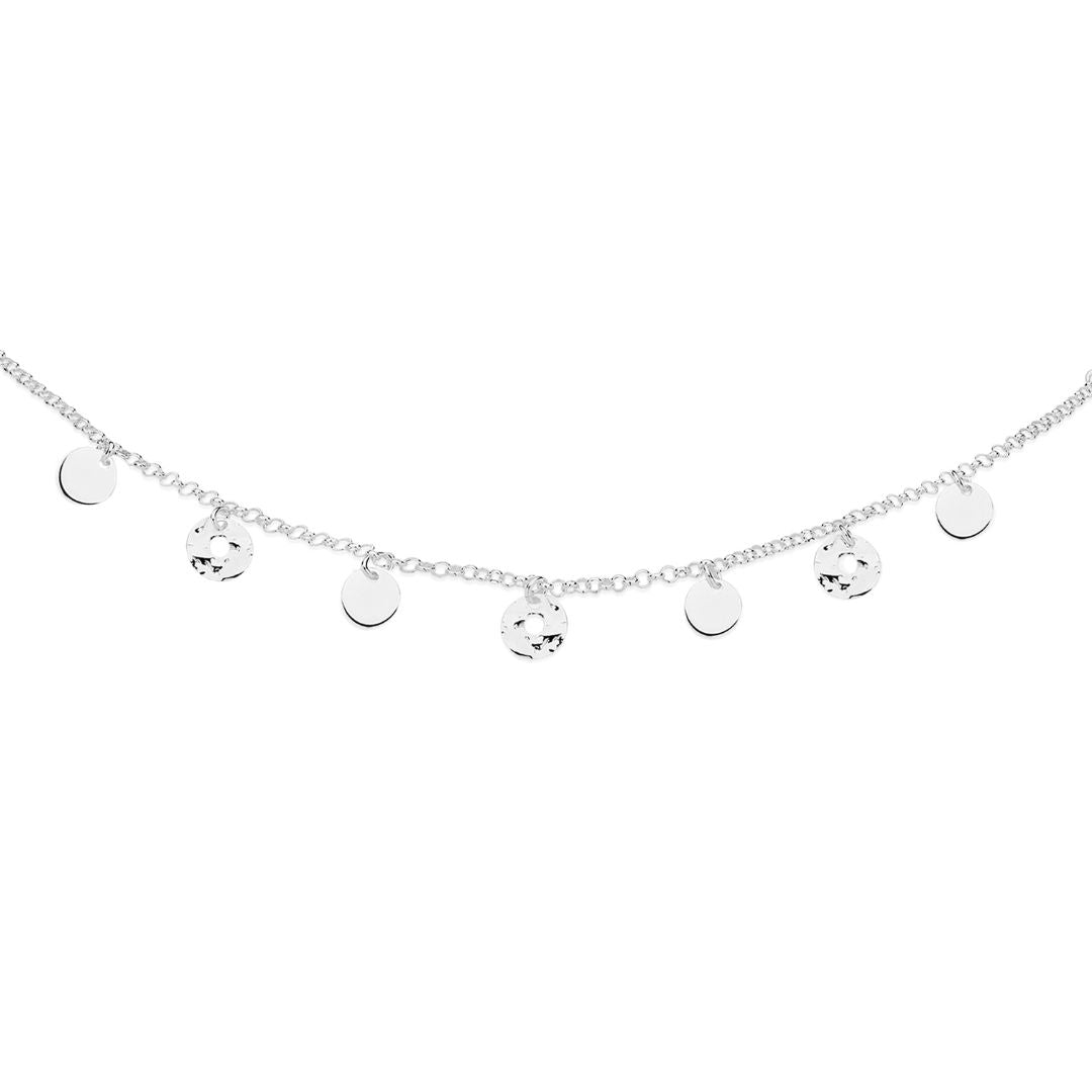 Silver belcher necklet with disc drops