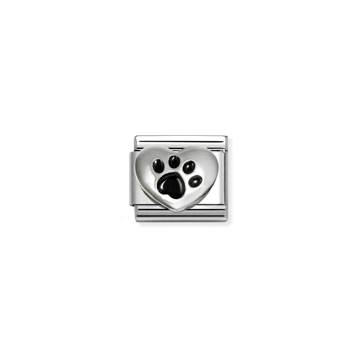 NOMINATION Composable Classic Link 330204/51 Black Paw Heart in Silver