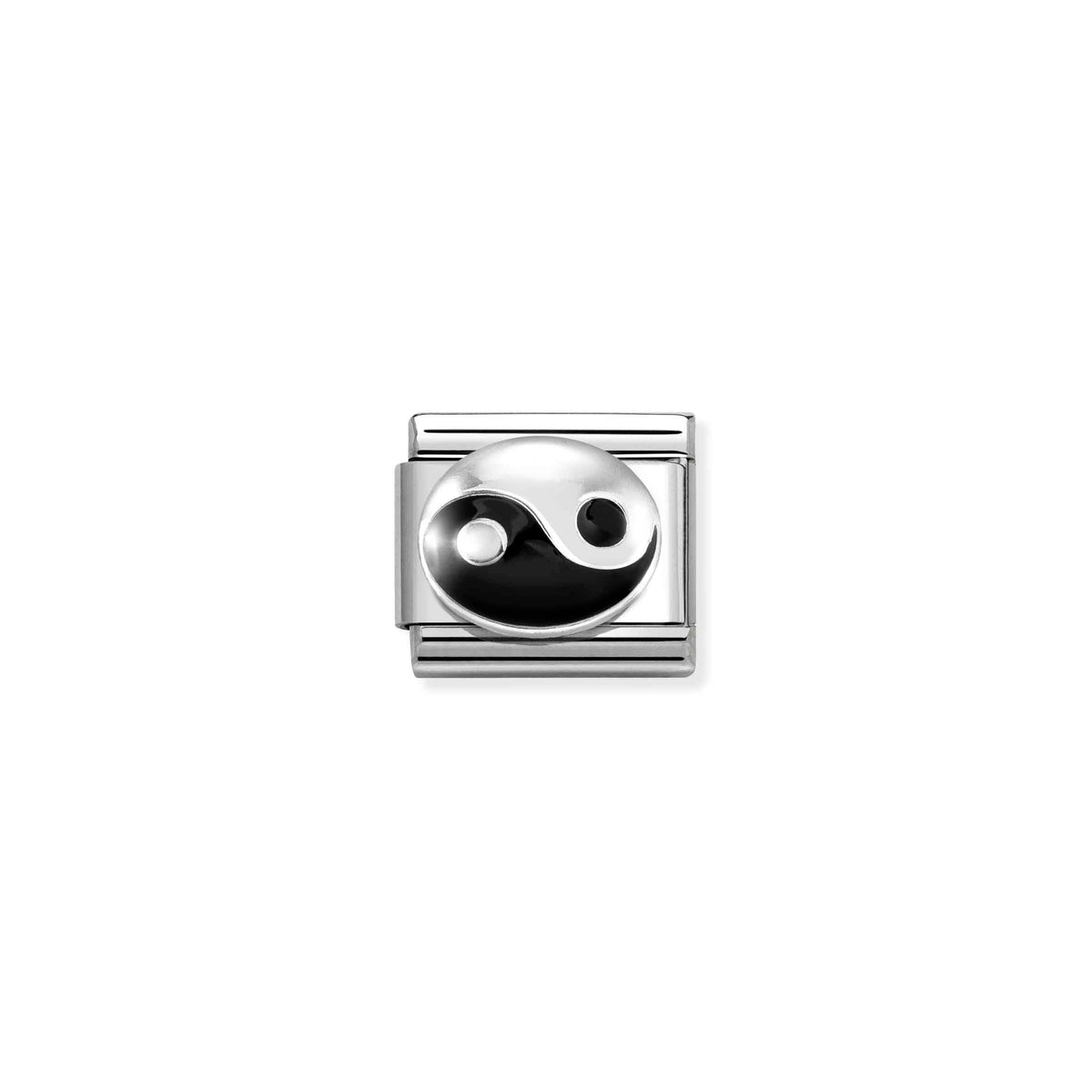 NOMINATION Composable Classic Link 330204/28 Tao (Yin Yang) in 925 Silver & Black Enamel