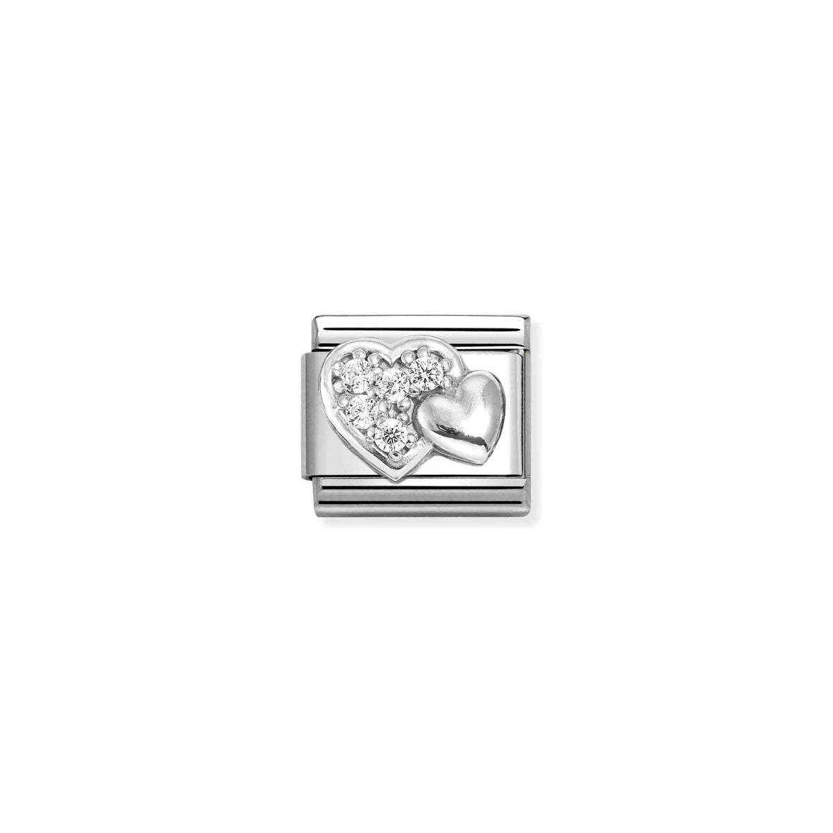 NOMINATION Composable Classic Link 330304/47 Heart in 925 Silver & Pave Cubic Zirconia