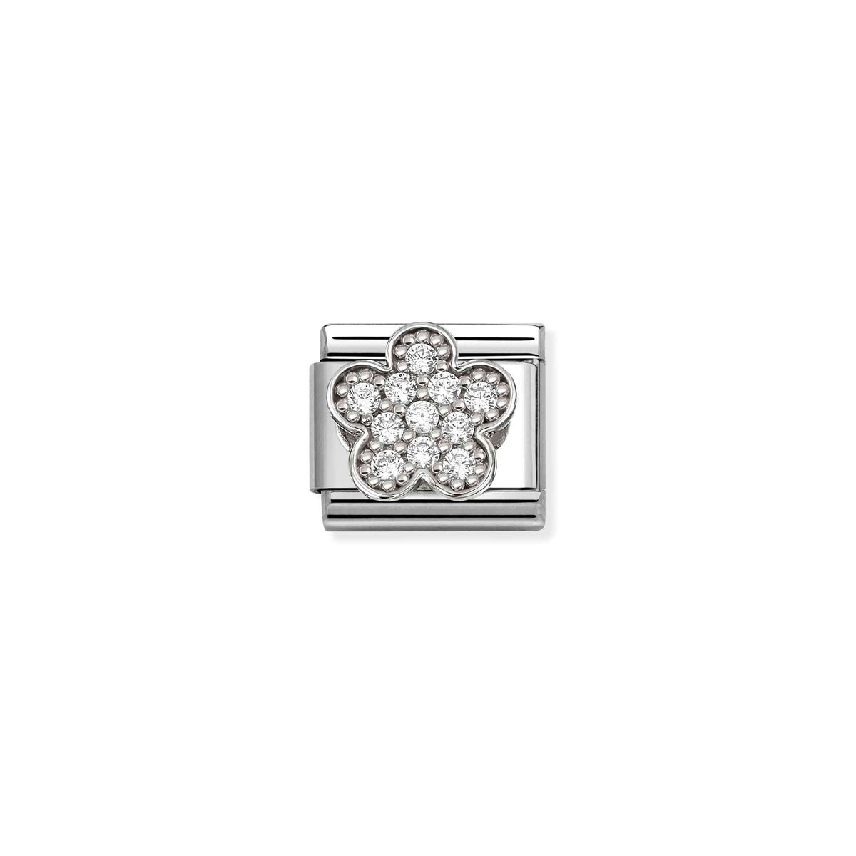 NOMINATION Composable Classic Link 330322/31 White Flower Cubic Zirconia in Silver