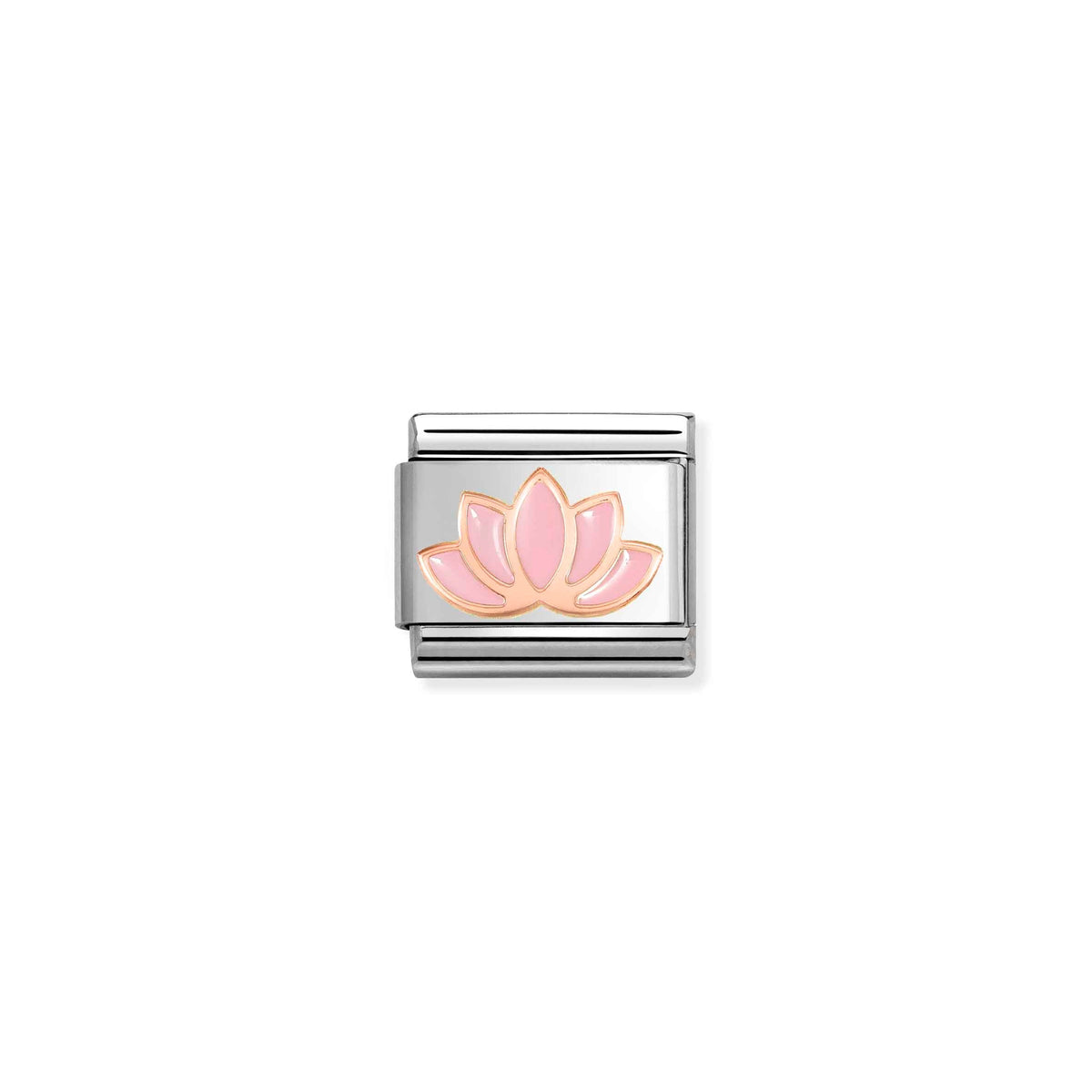 NOMINATION Composable Classic Link 430202/44 Pink Lotus in 9ct Rose Gold & Enamel
