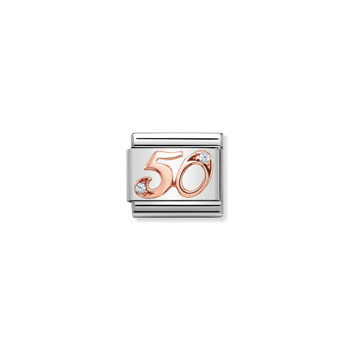 NOMINATION Composable Classic Link 430315/50 Number 50 in 9ct Rose Gold and Cubic Zirconia