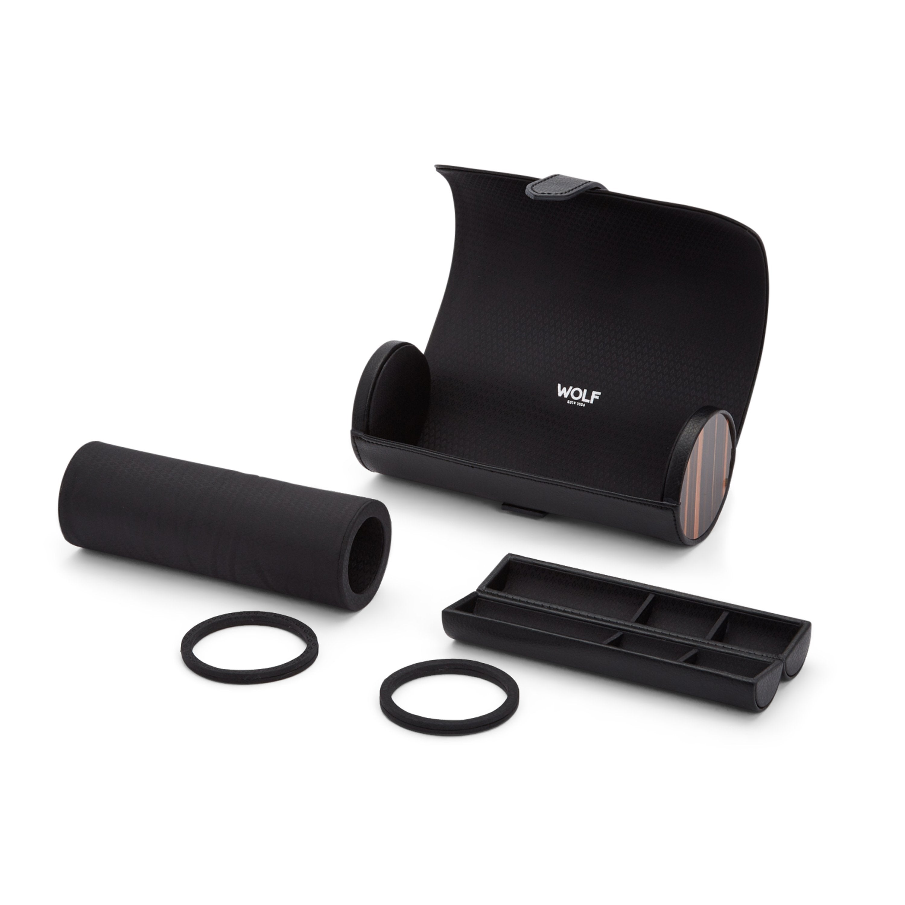 Wolf Roadster Triple Watch Roll Black