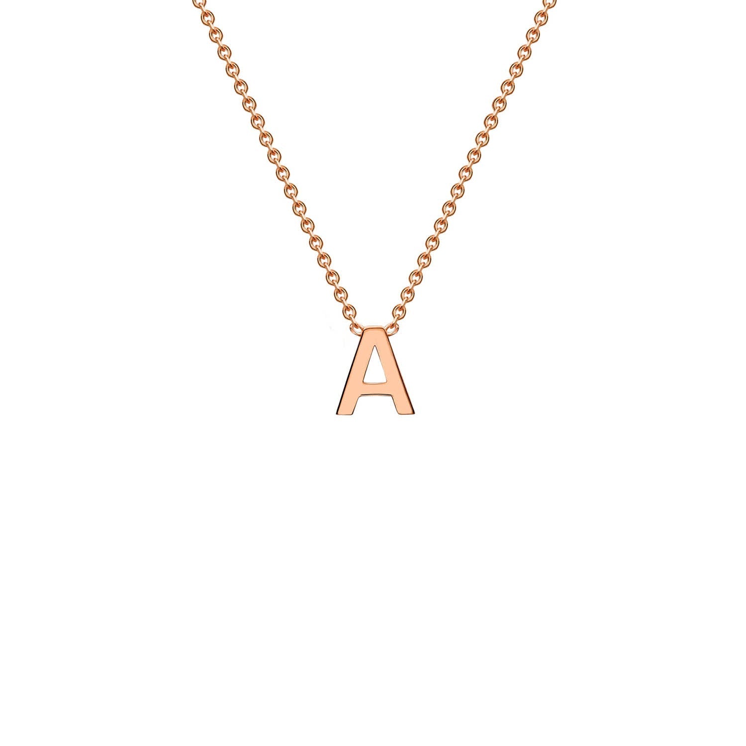 9ct Rose Gold 'A' Initial Adjustable Letter Necklace 38/43cm