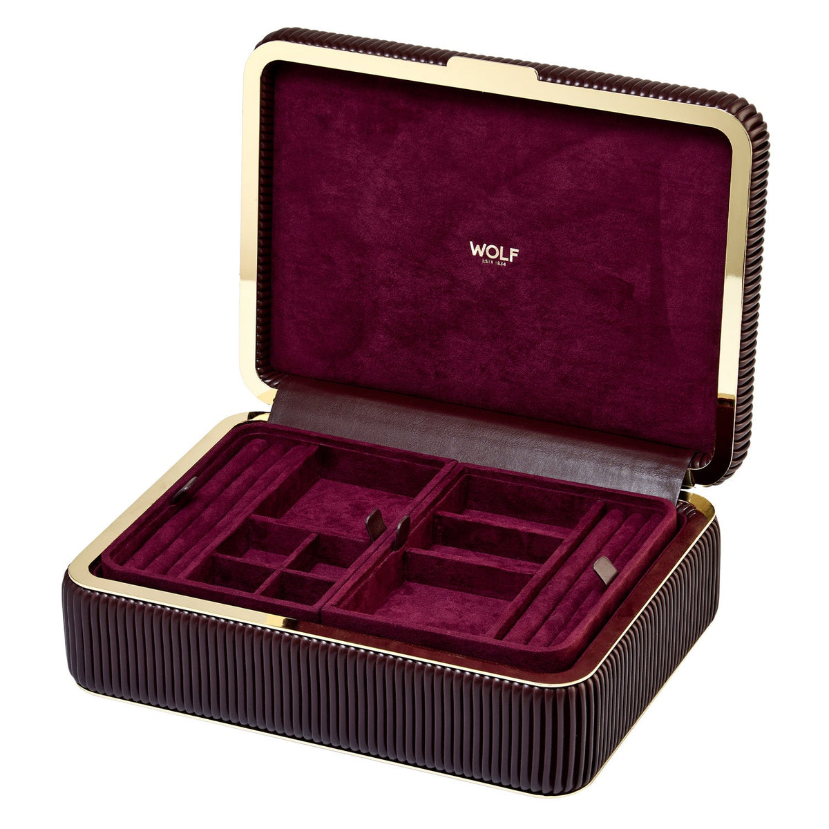 Wolf Bella Medium Jewellery Box Bordeaux