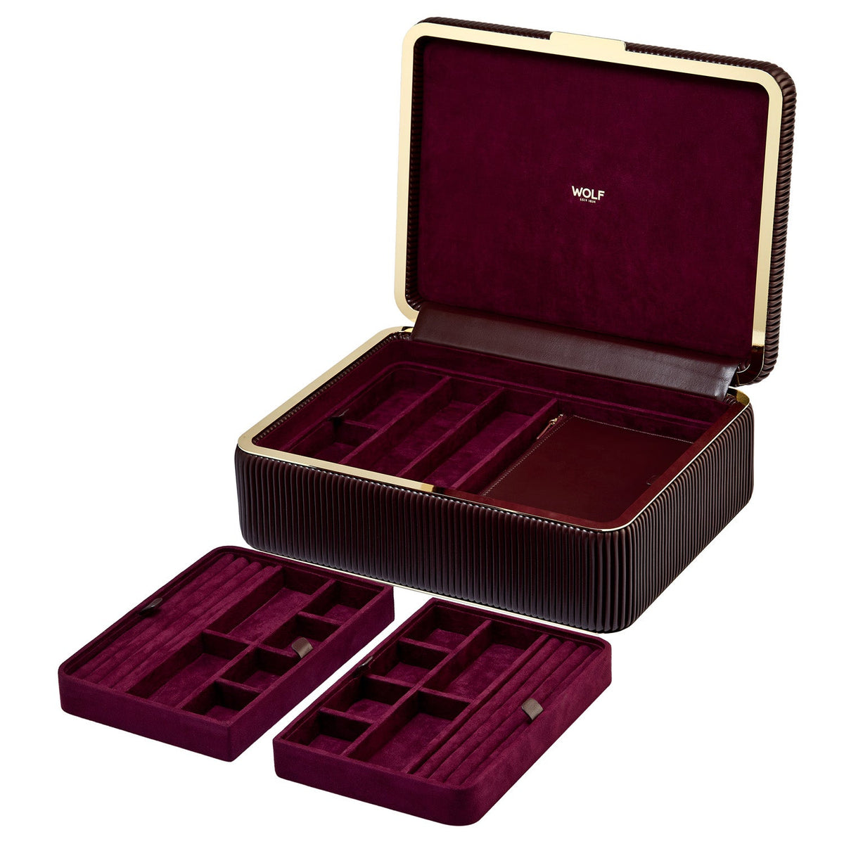 Wolf Bella Large Jewellery Box Bordeaux