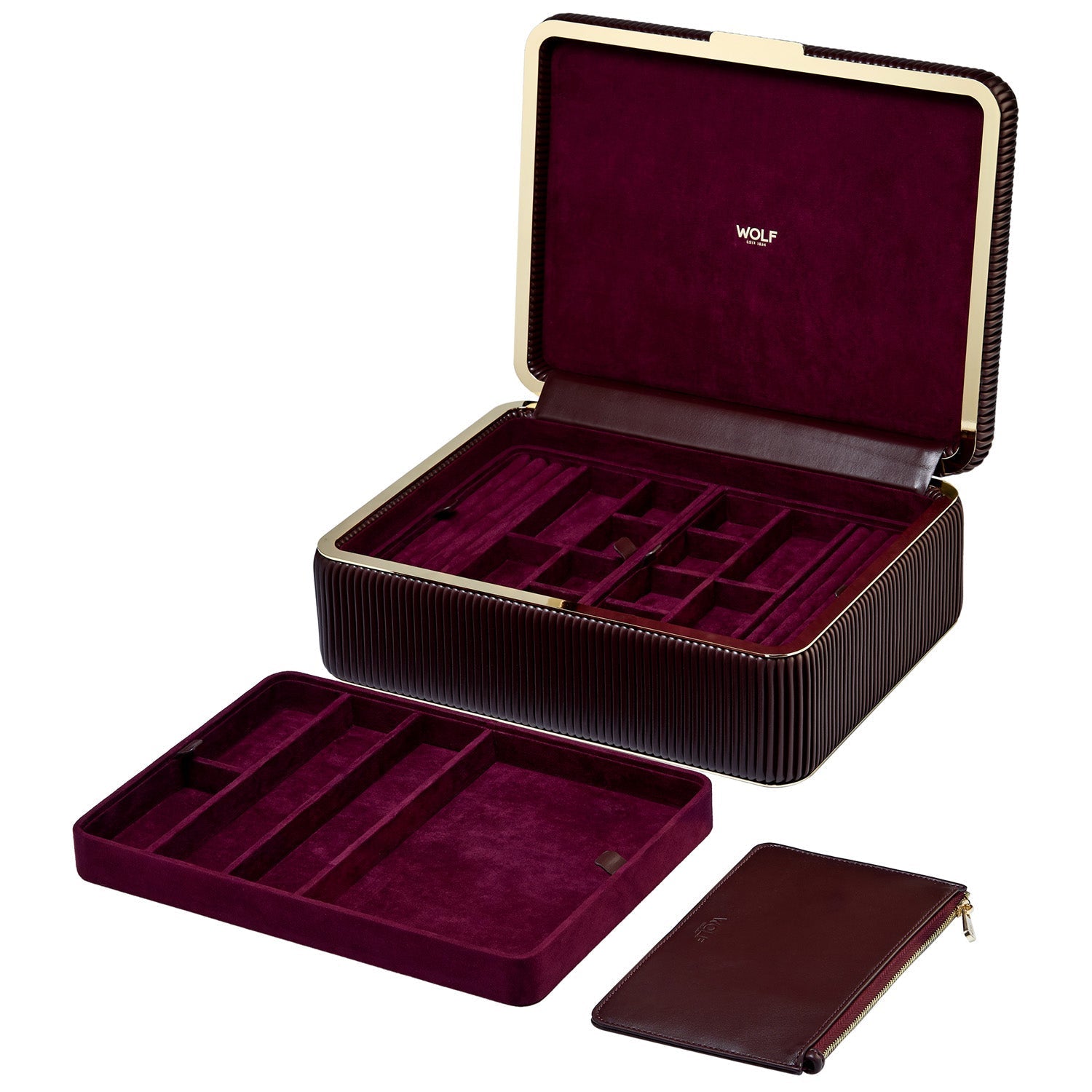Wolf Bella Large Jewellery Box Bordeaux