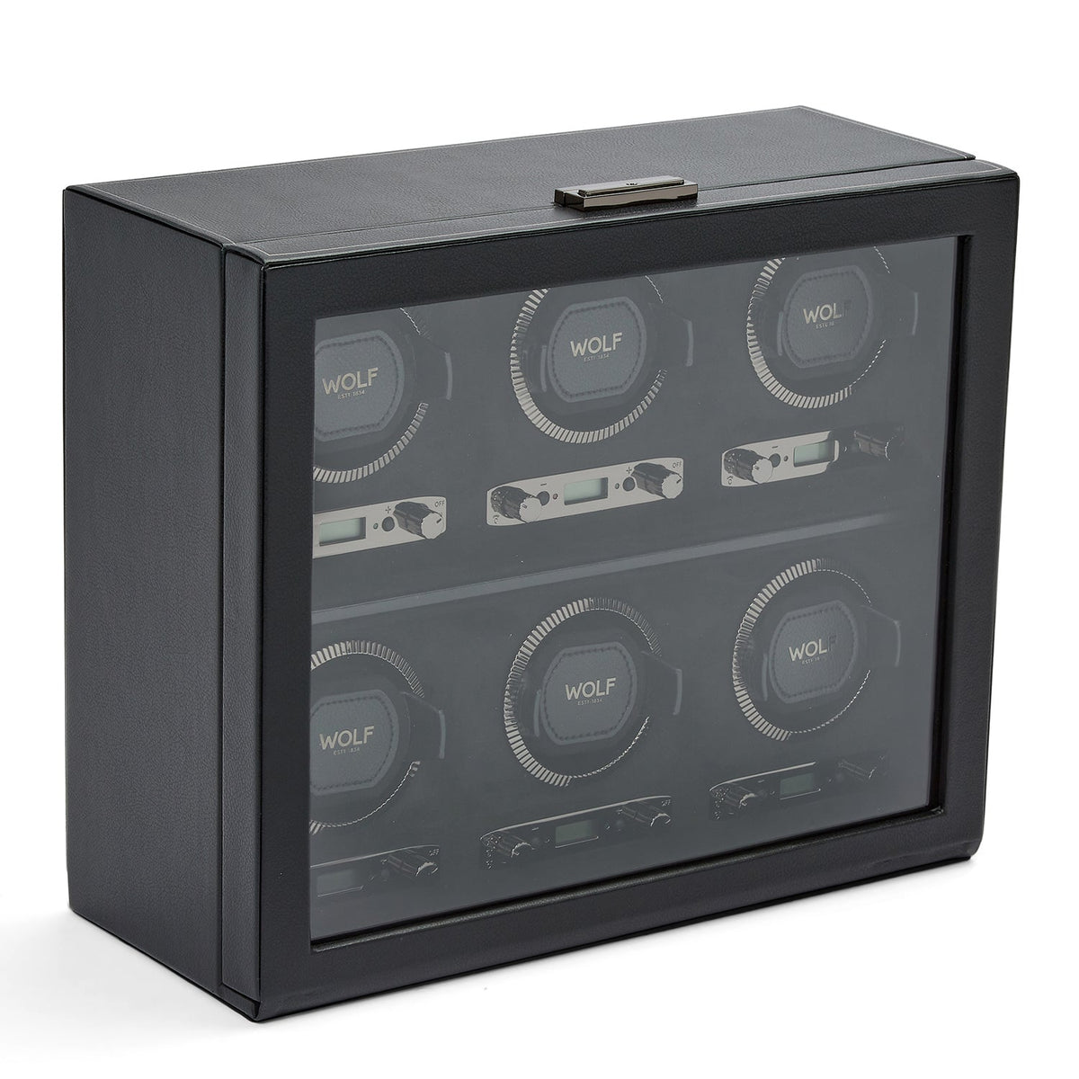 Wolf British Racing 6 Piece Watch Winder Black