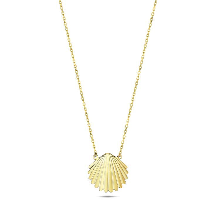 9ct Yellow Gold Clam Shell Necklace 40-45cm