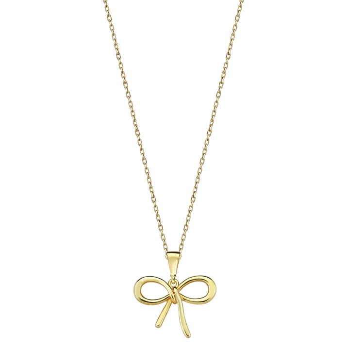 9ct Yellow Gold Petite Bow Necklace 40-45cm