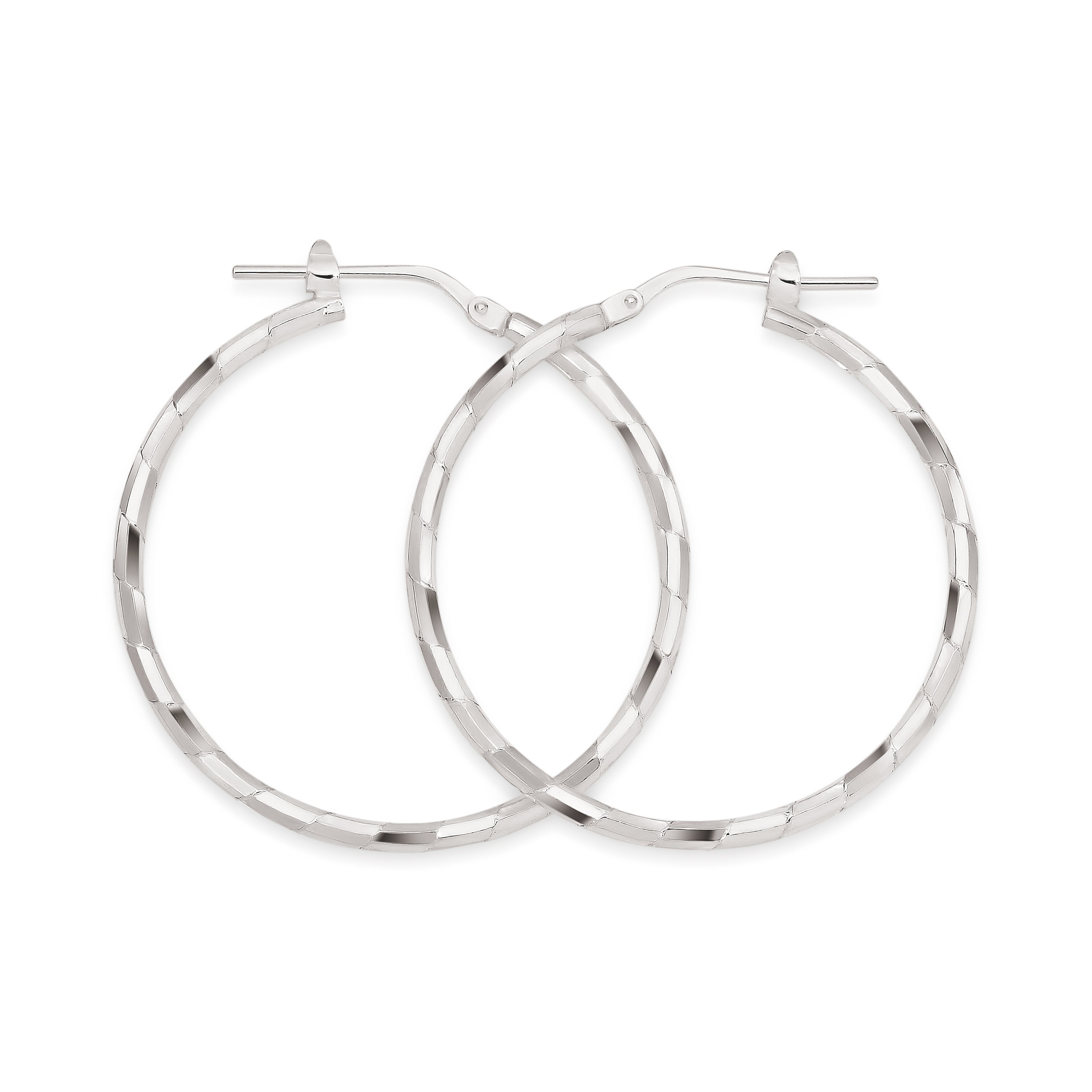 Silver diamond cut hoops 30mm