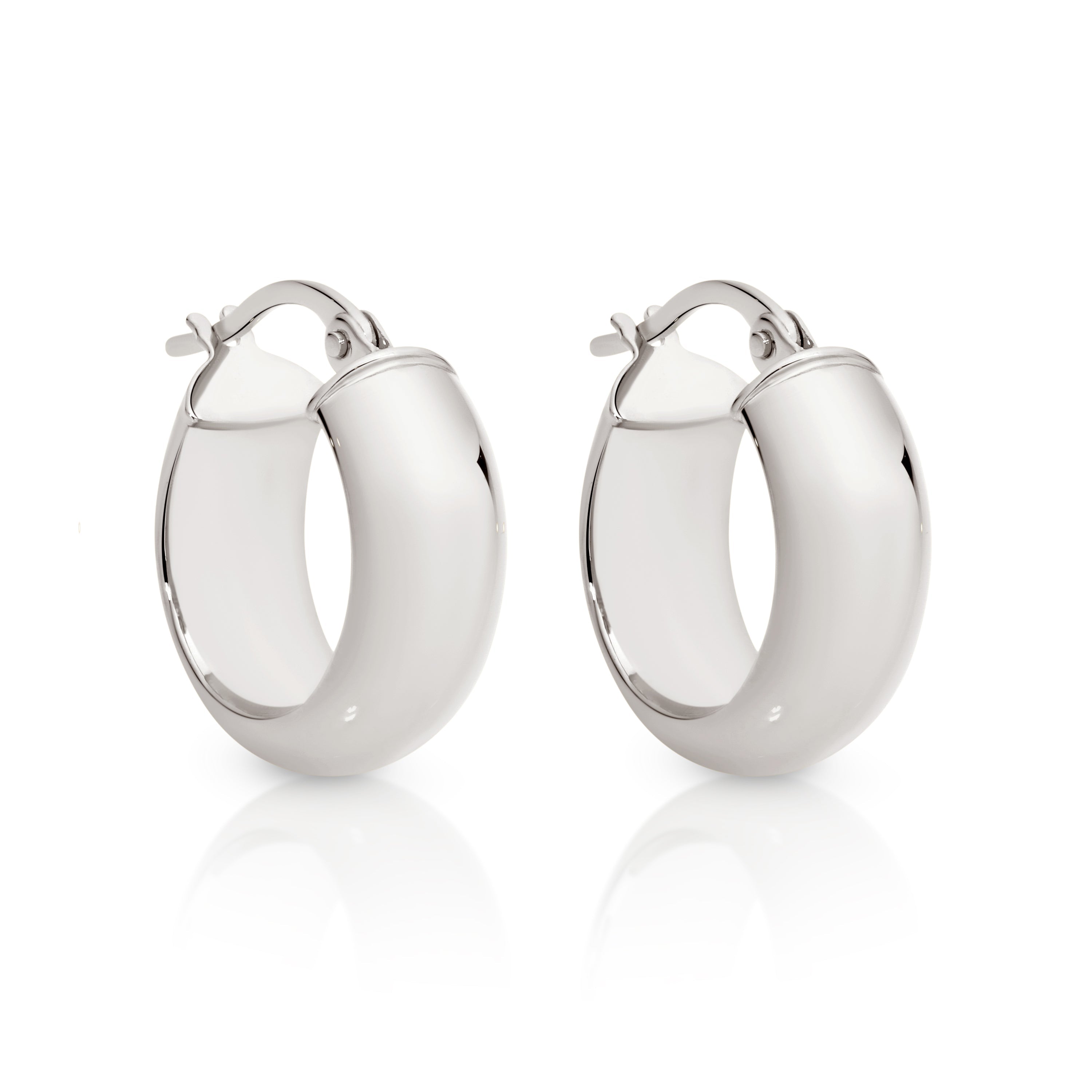 Silver half round hoops 10mm
