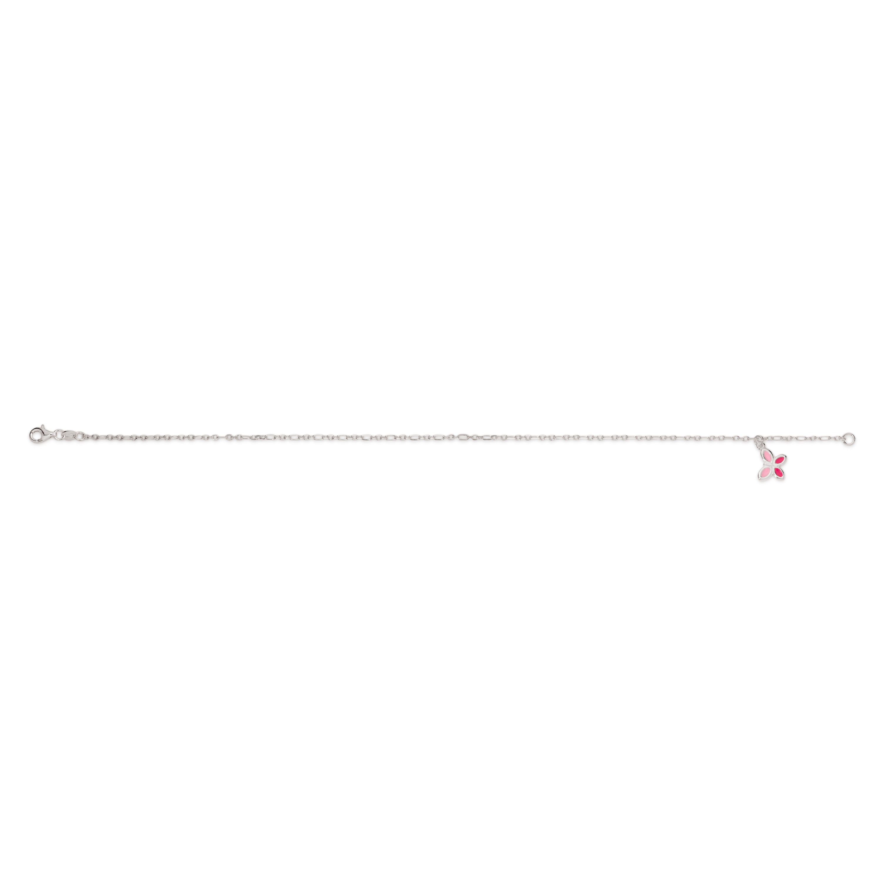 Silver belcher figaro pink butterfly anklet