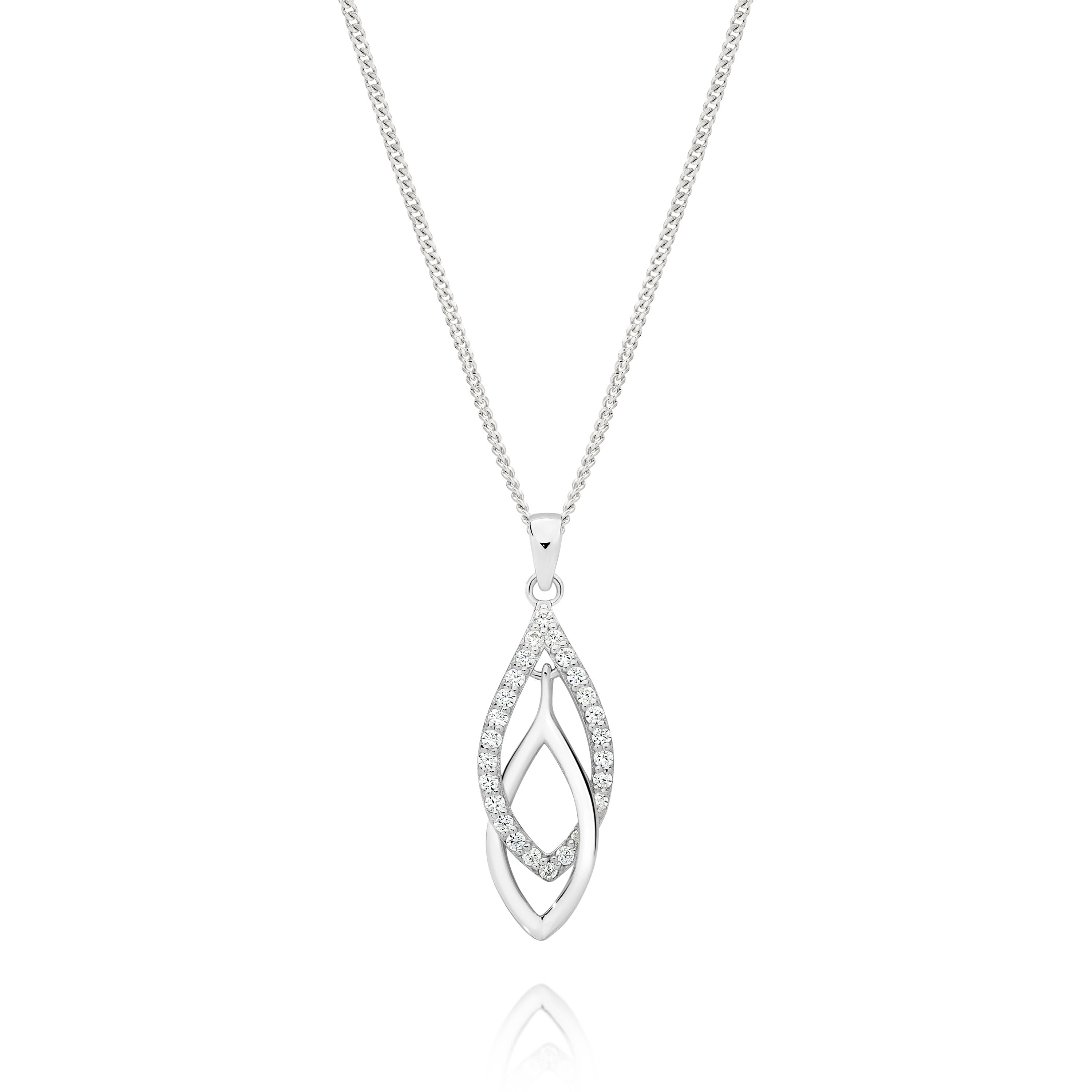 Silver Double Drop cubic zirconia Pendant