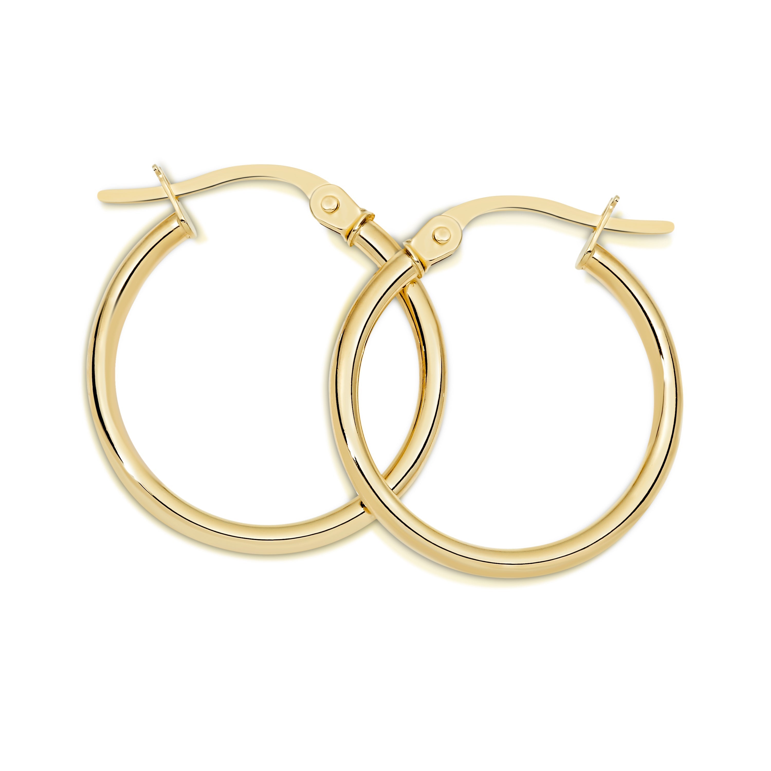 9ct gold polished hoops 15mm