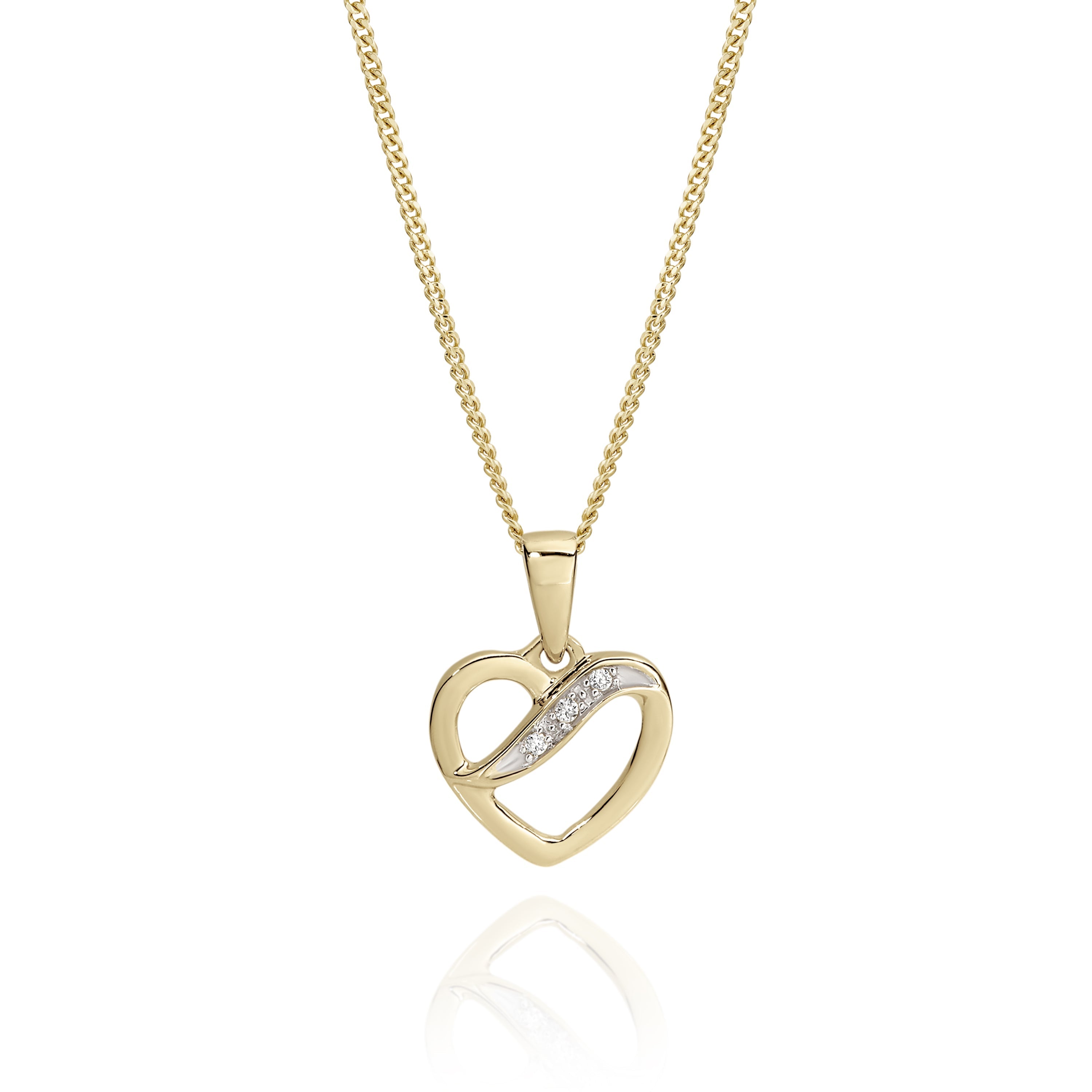 9ct gold diamond heart pendant