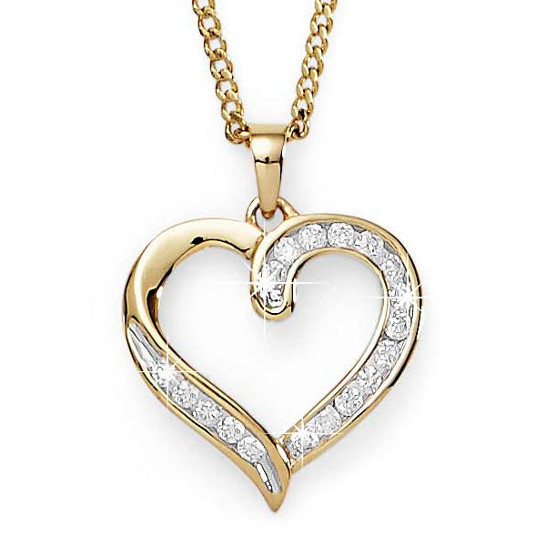 9ct gold diamond heart pendant