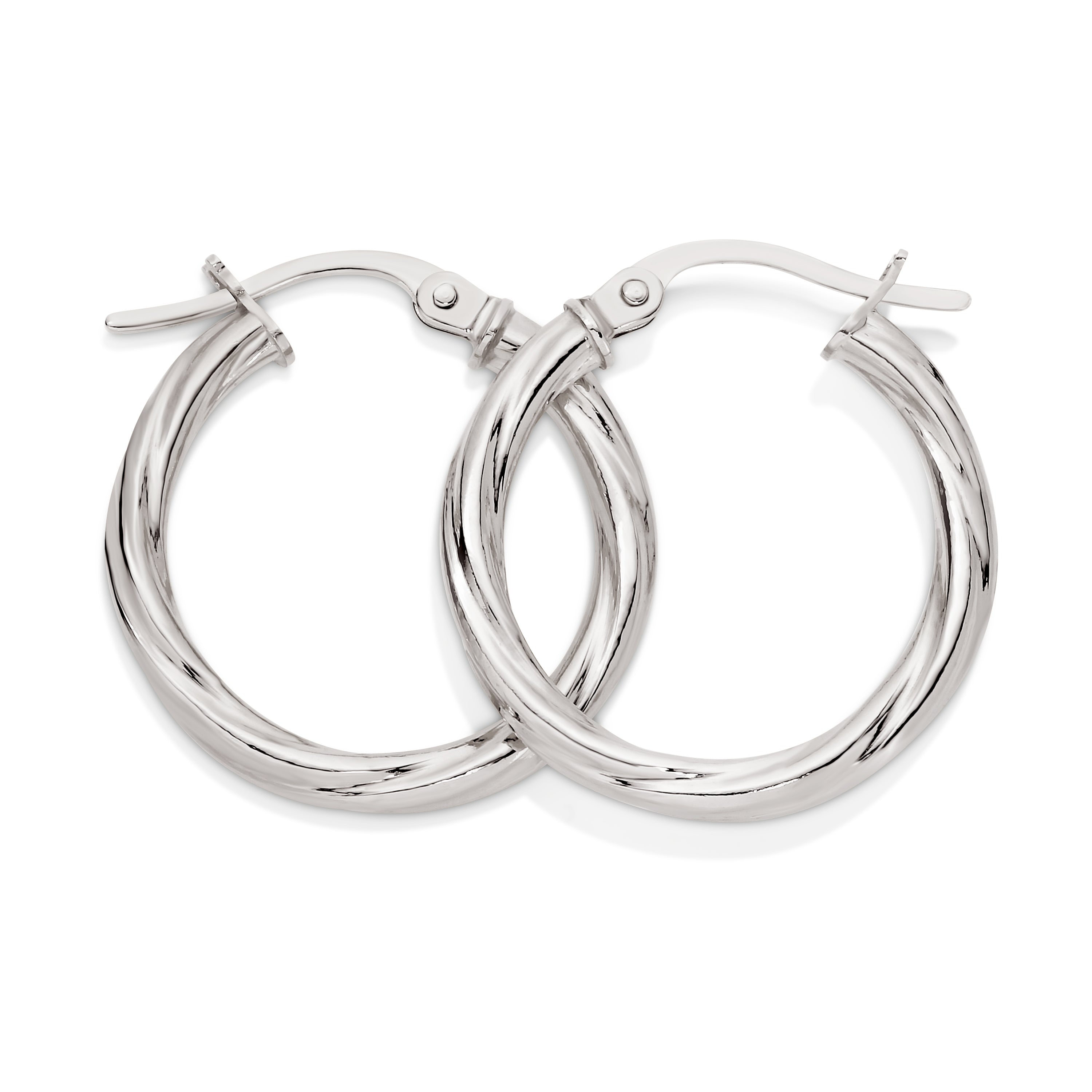 9ct white gold twist hoops 15mm