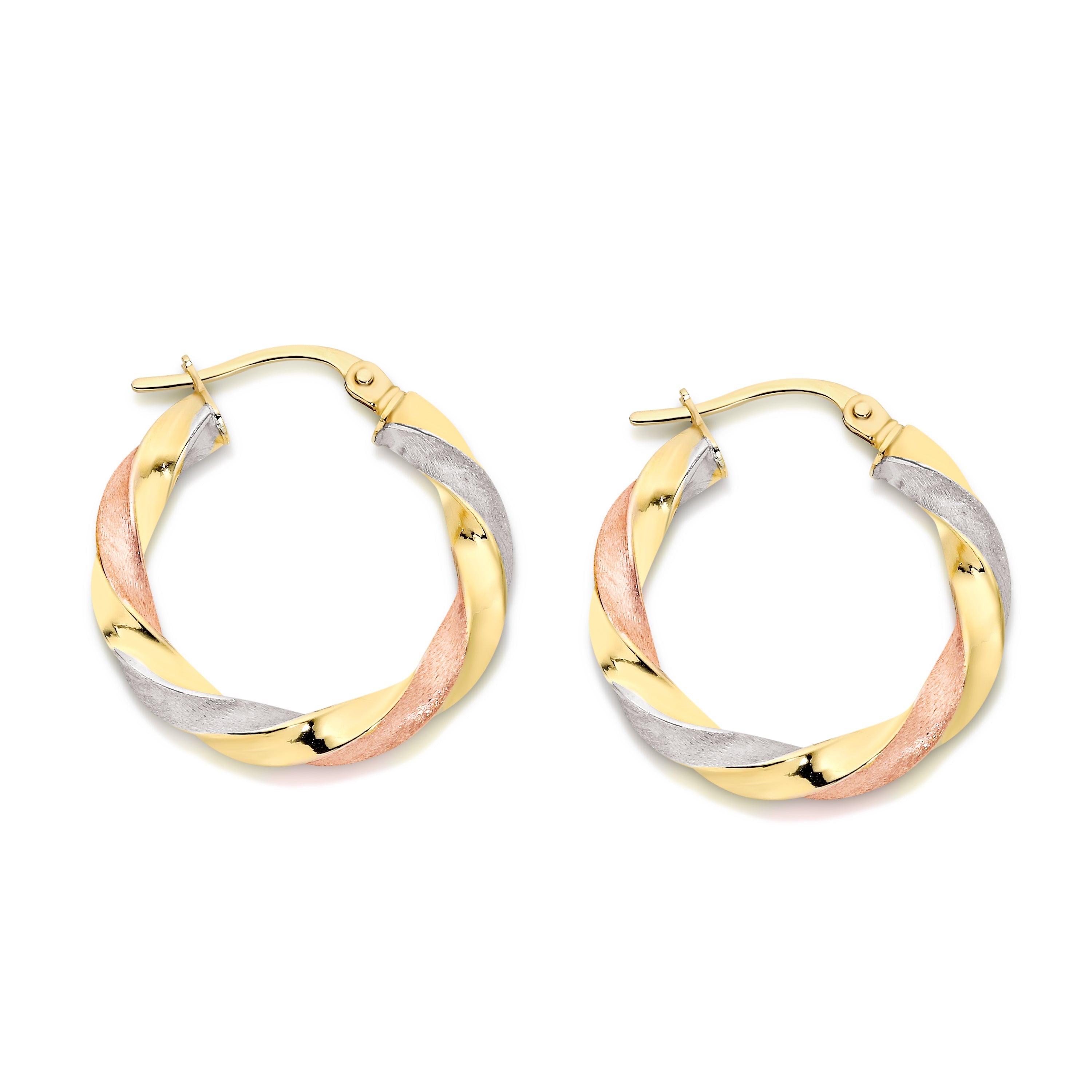 9ct gold twist hoops 15mm