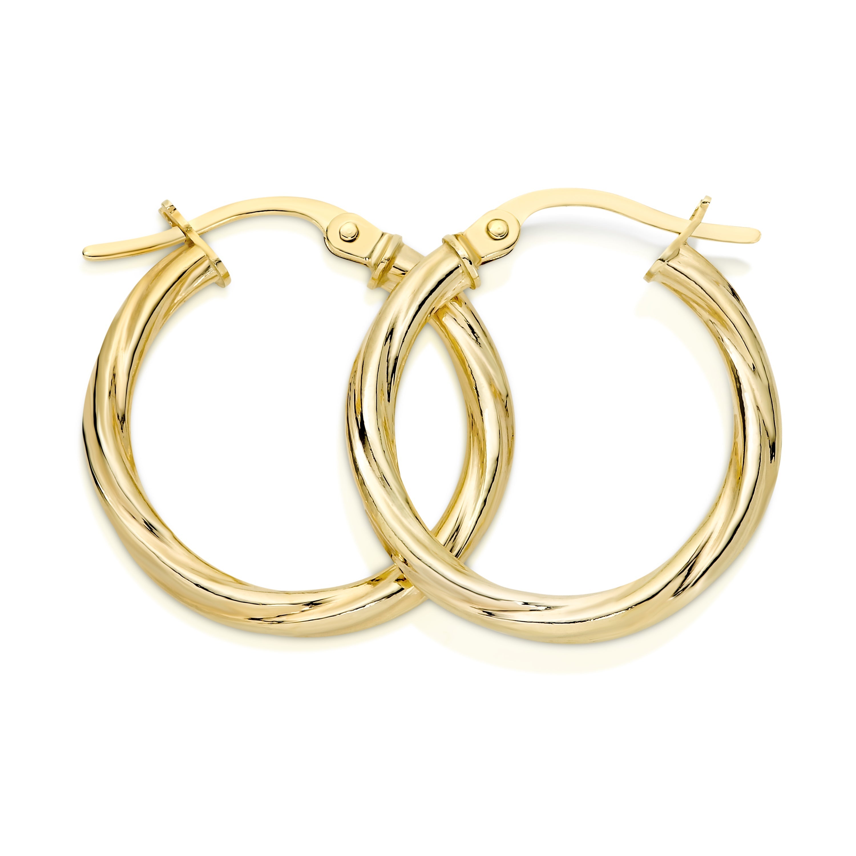 9ct gold twist hoops 15mm