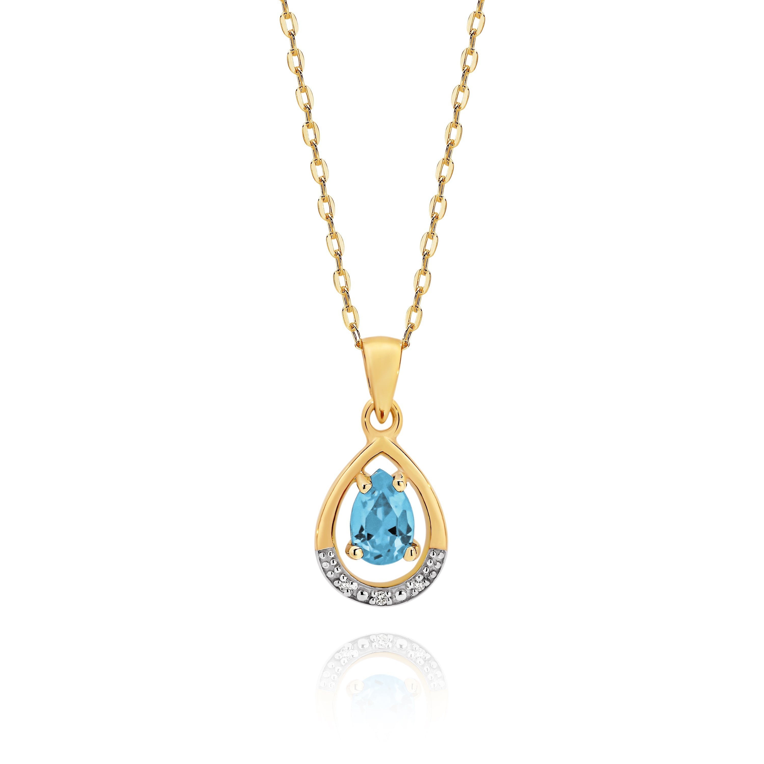 9ct gold blue topaz & diamond pendant