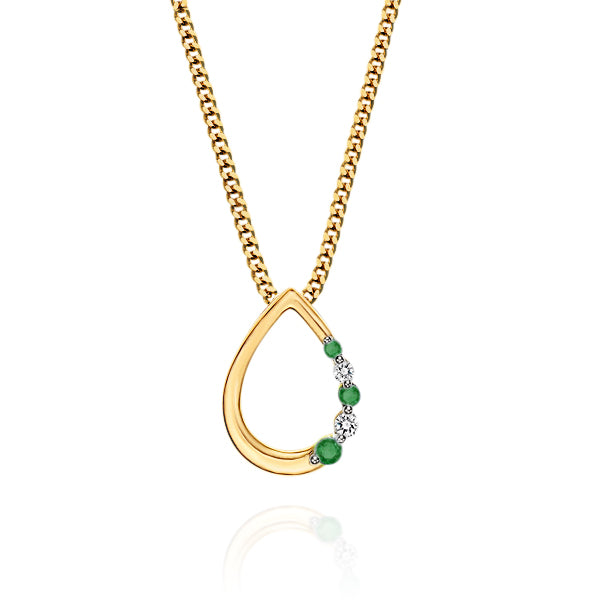9ct emerald & diamond pendant