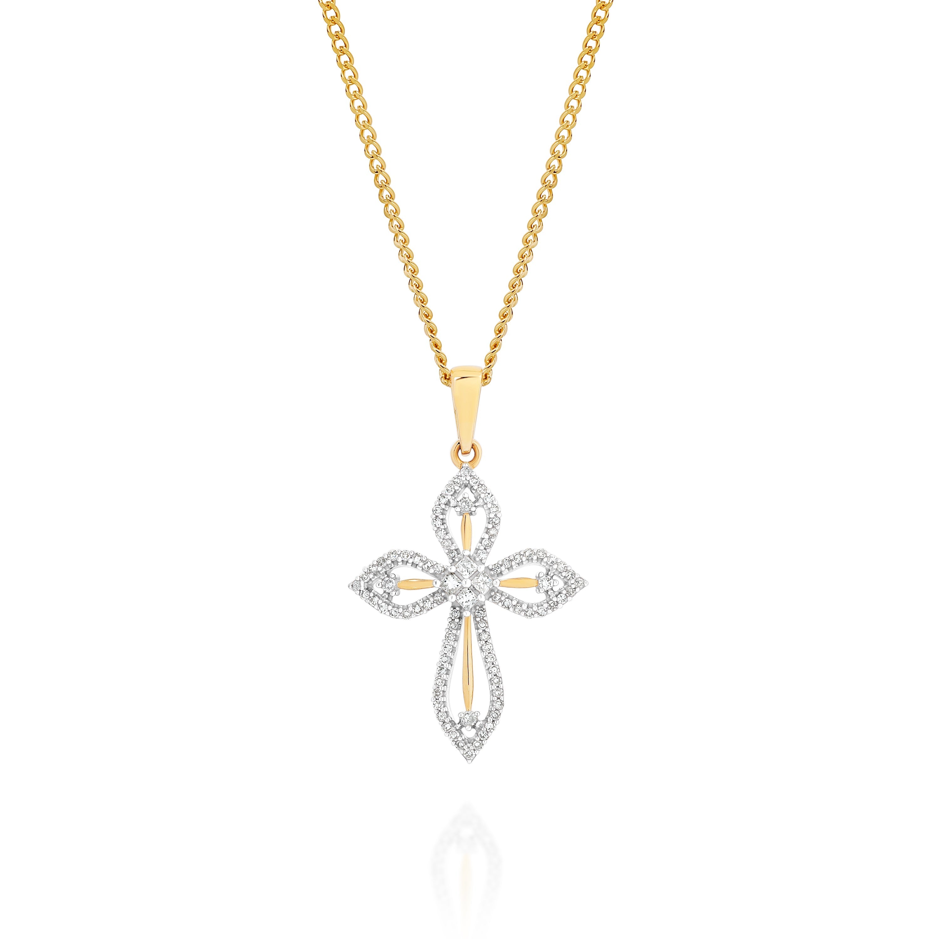 9ct 0.20ct fancy diamond cross