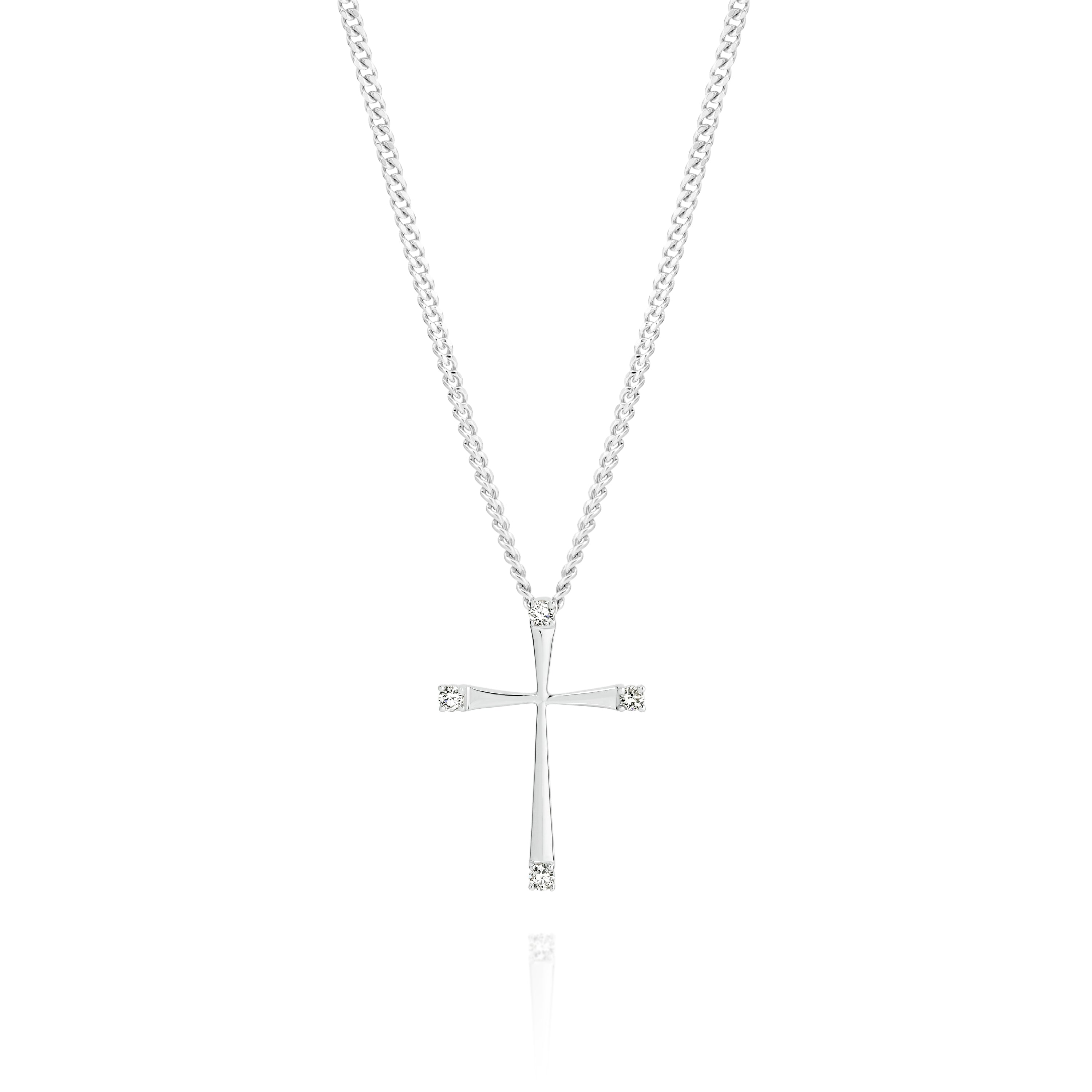 9ct white gold 0.05ct diamond cross pendant