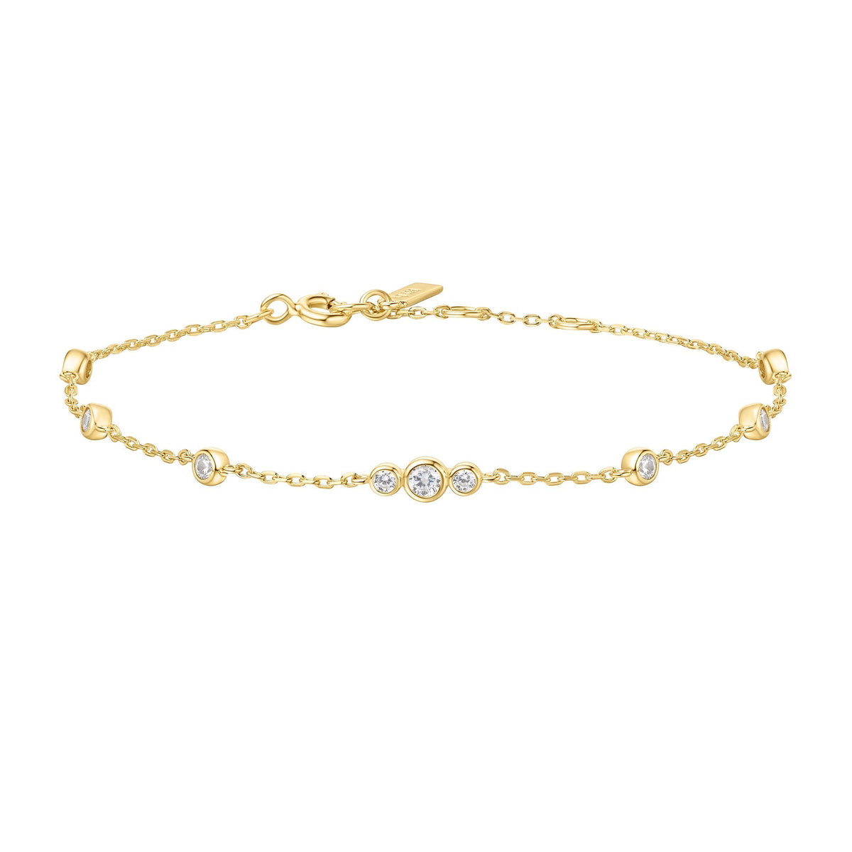 Ania Haie Gold Sparkling Bezel Cubic Zirconia Station Bracelet