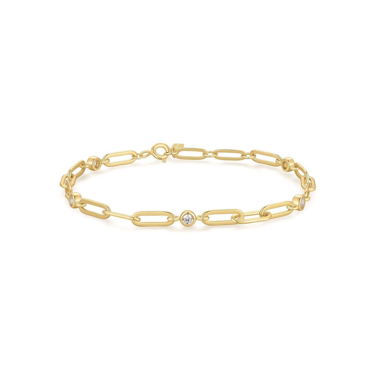 Ania Haie Gold Bezel Station Paper Clip Chain Bracelet