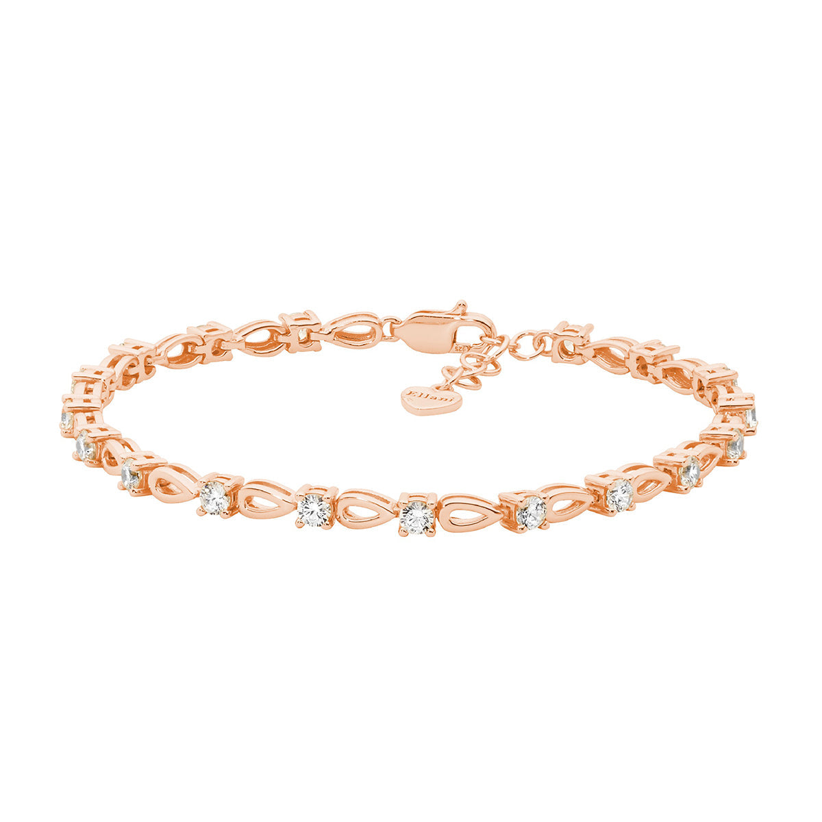 Rose Gold Plated Sterling Silver Cubic Zirconia Bracelet