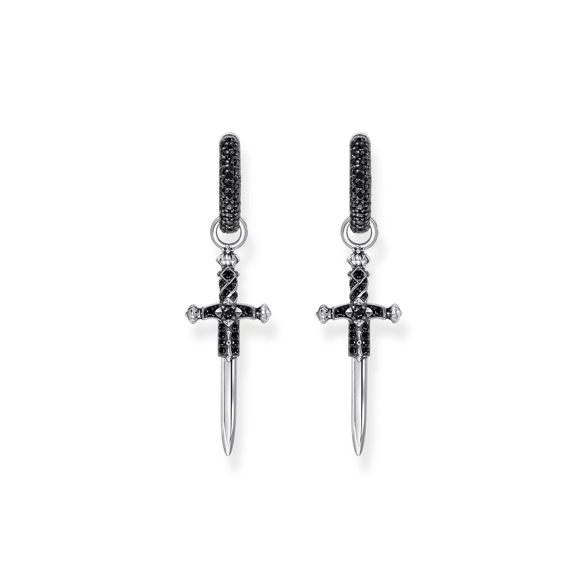 THOMAS SABO Single hoop earring with sword & black stones