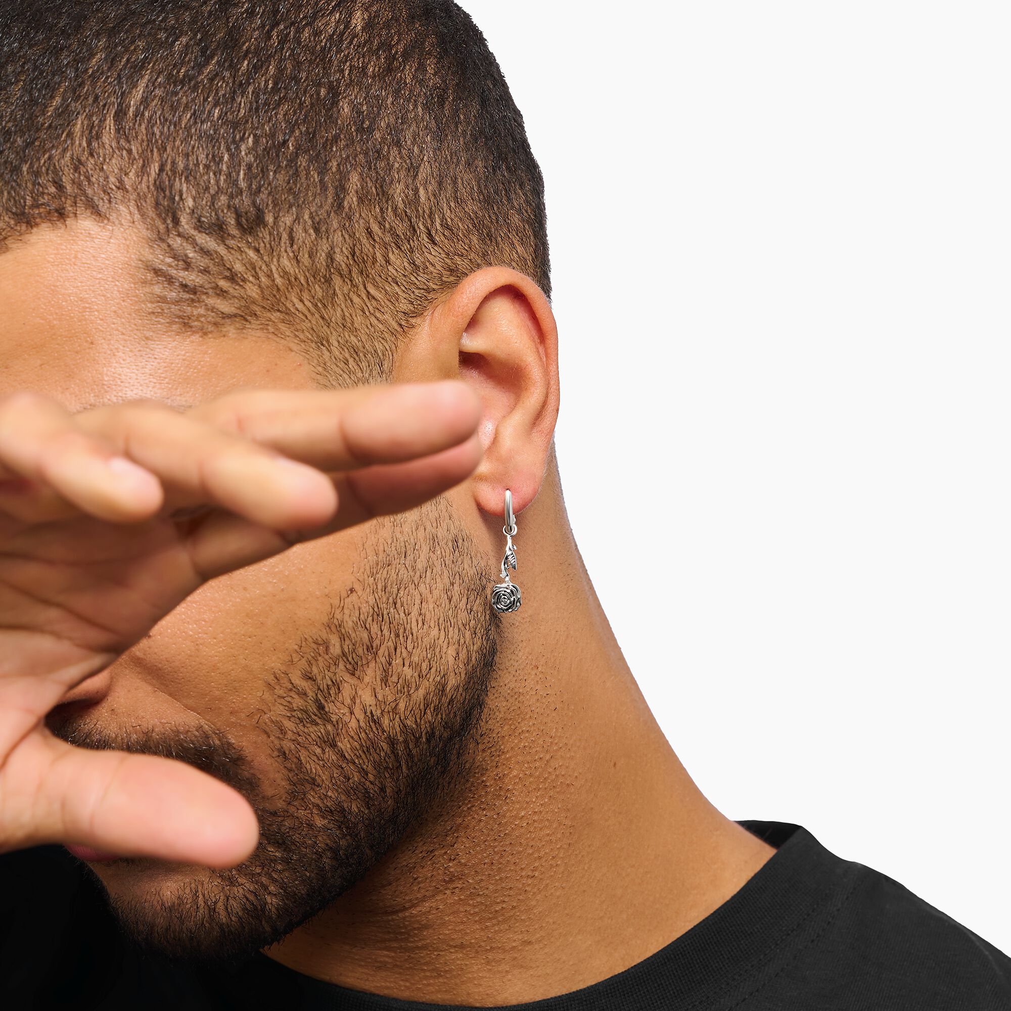 THOMAS SABO Single Creole with Midnight Rose Pendant